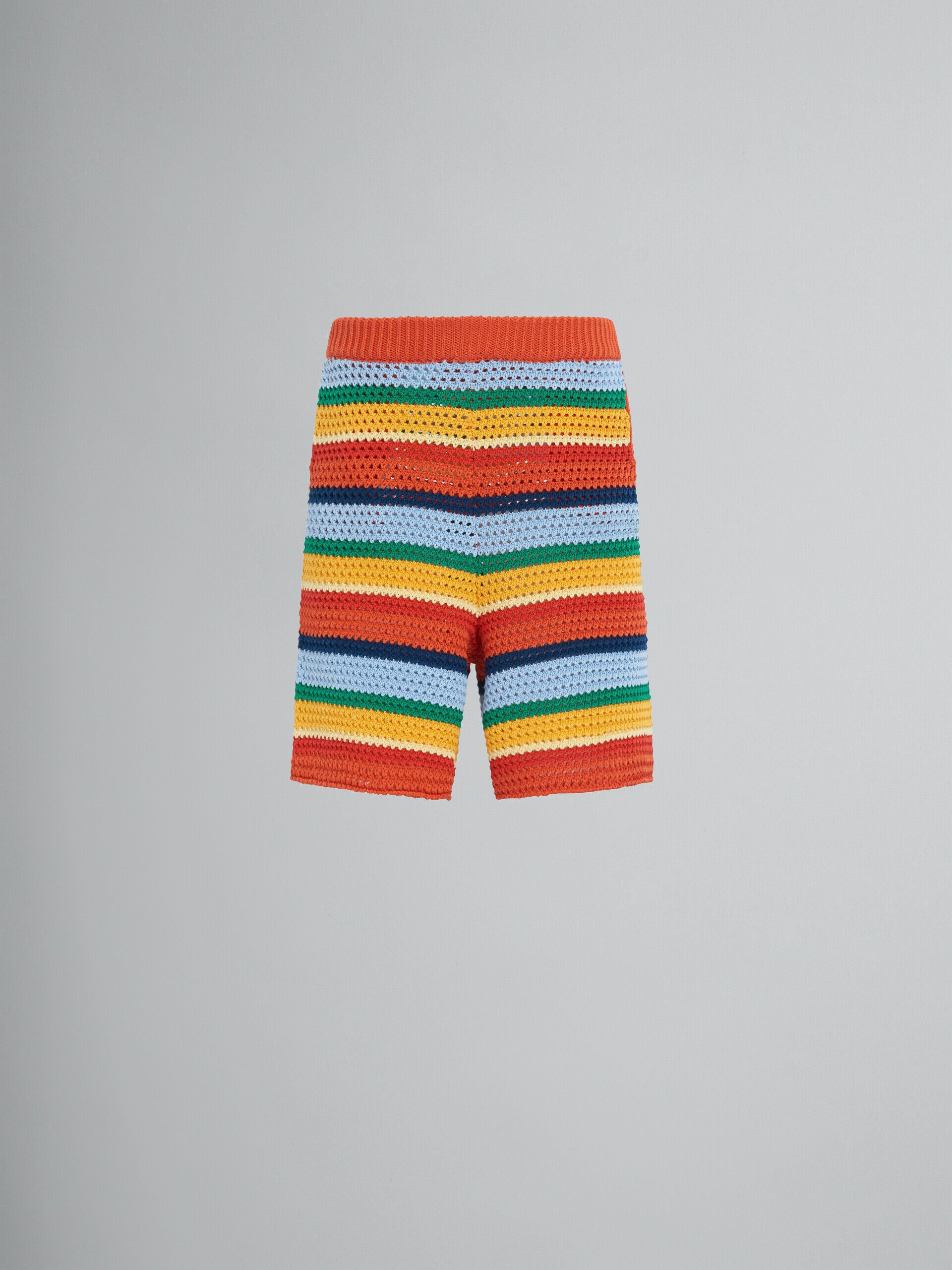 MARNI MEN'S MULTICOLOR STRIPED CROCHET SHORTS