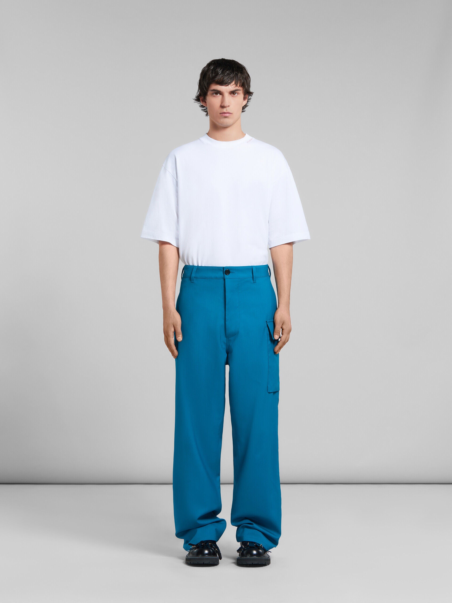 MARNI MEN'S BLUE STRAIGHT-LEG CARGO TROUSERS