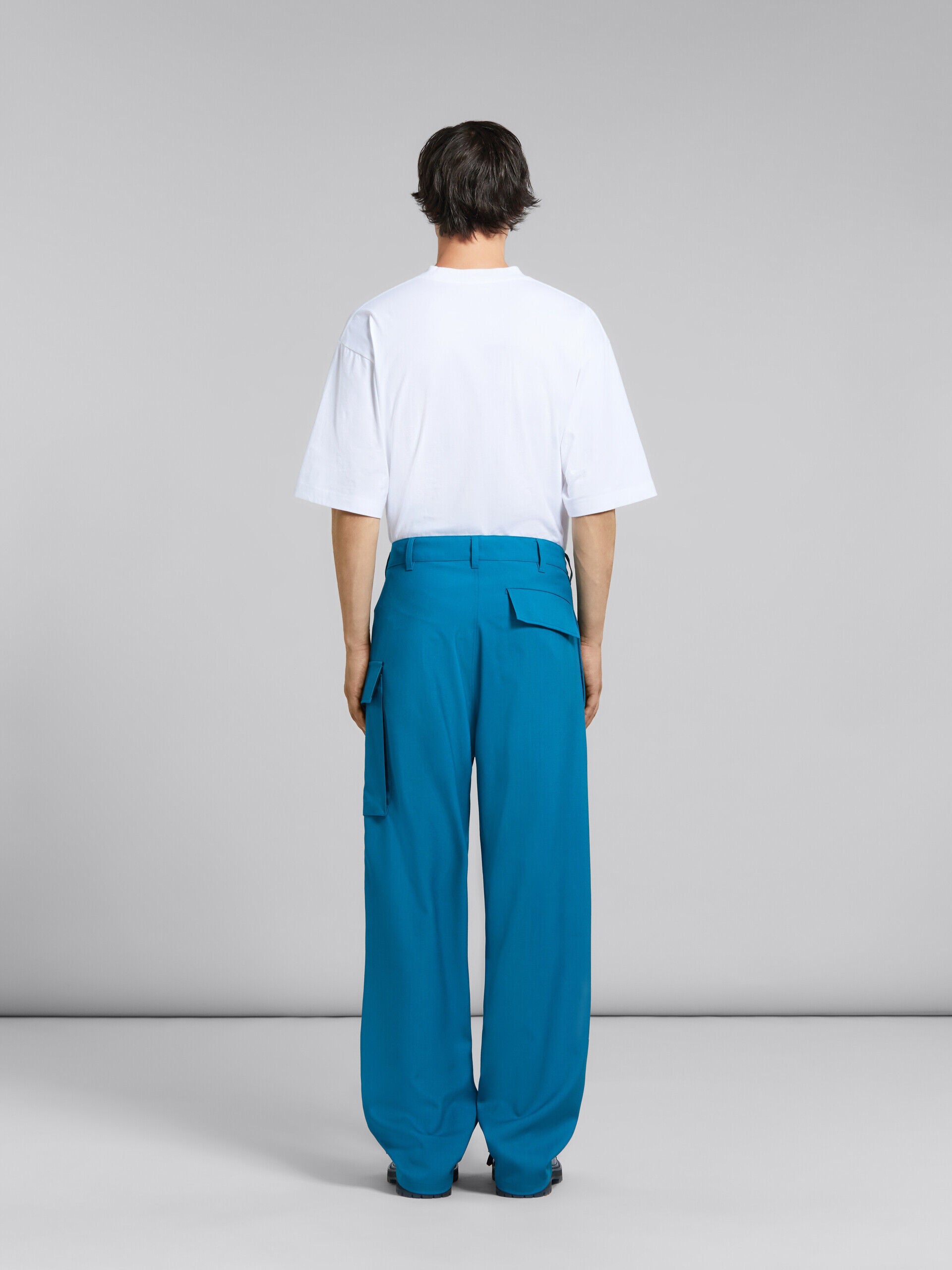MARNI MEN'S BLUE STRAIGHT-LEG CARGO TROUSERS