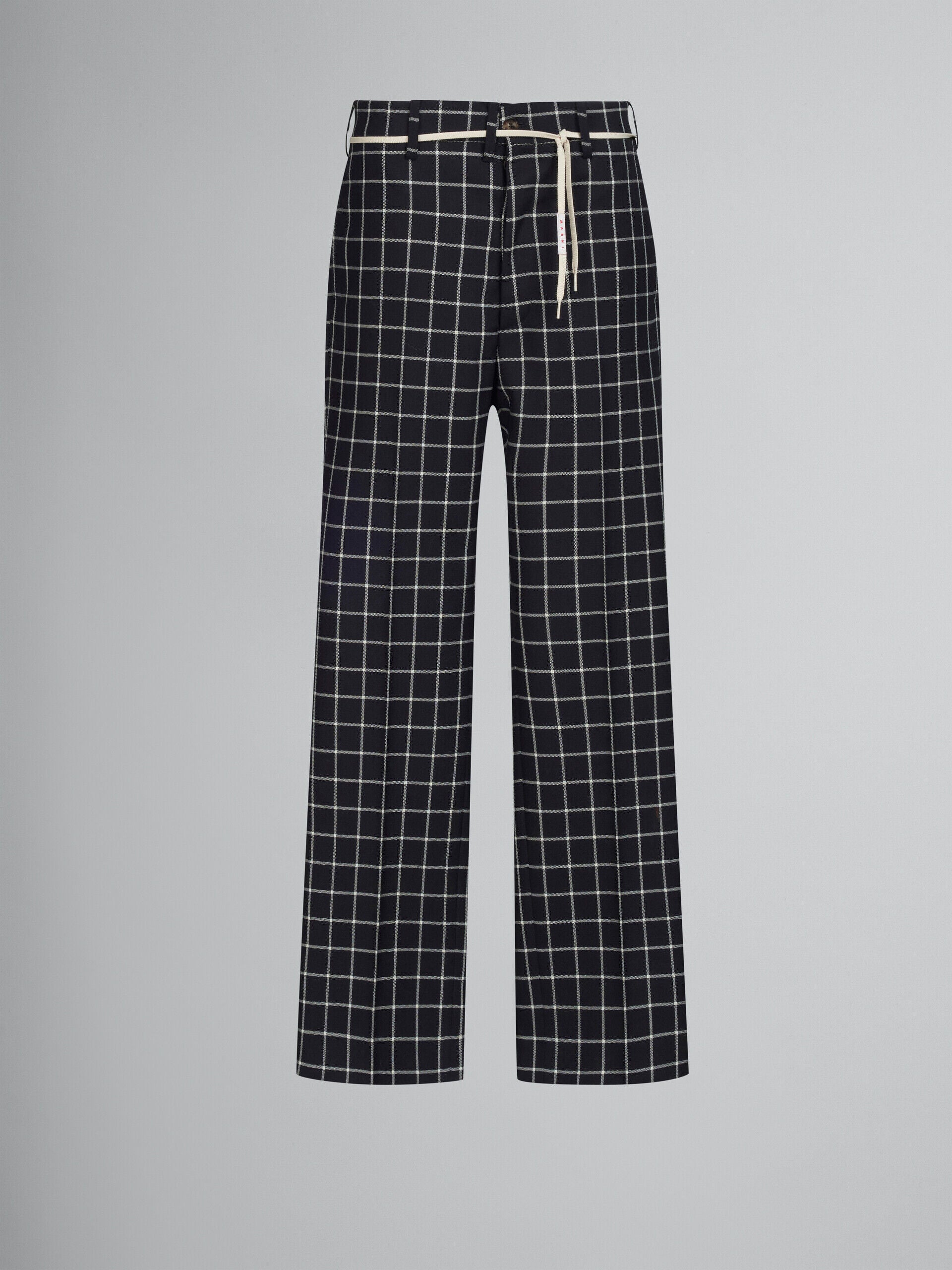 MARNI MEN'S BLACK CHECK WIDE-LEG TROUSERS
