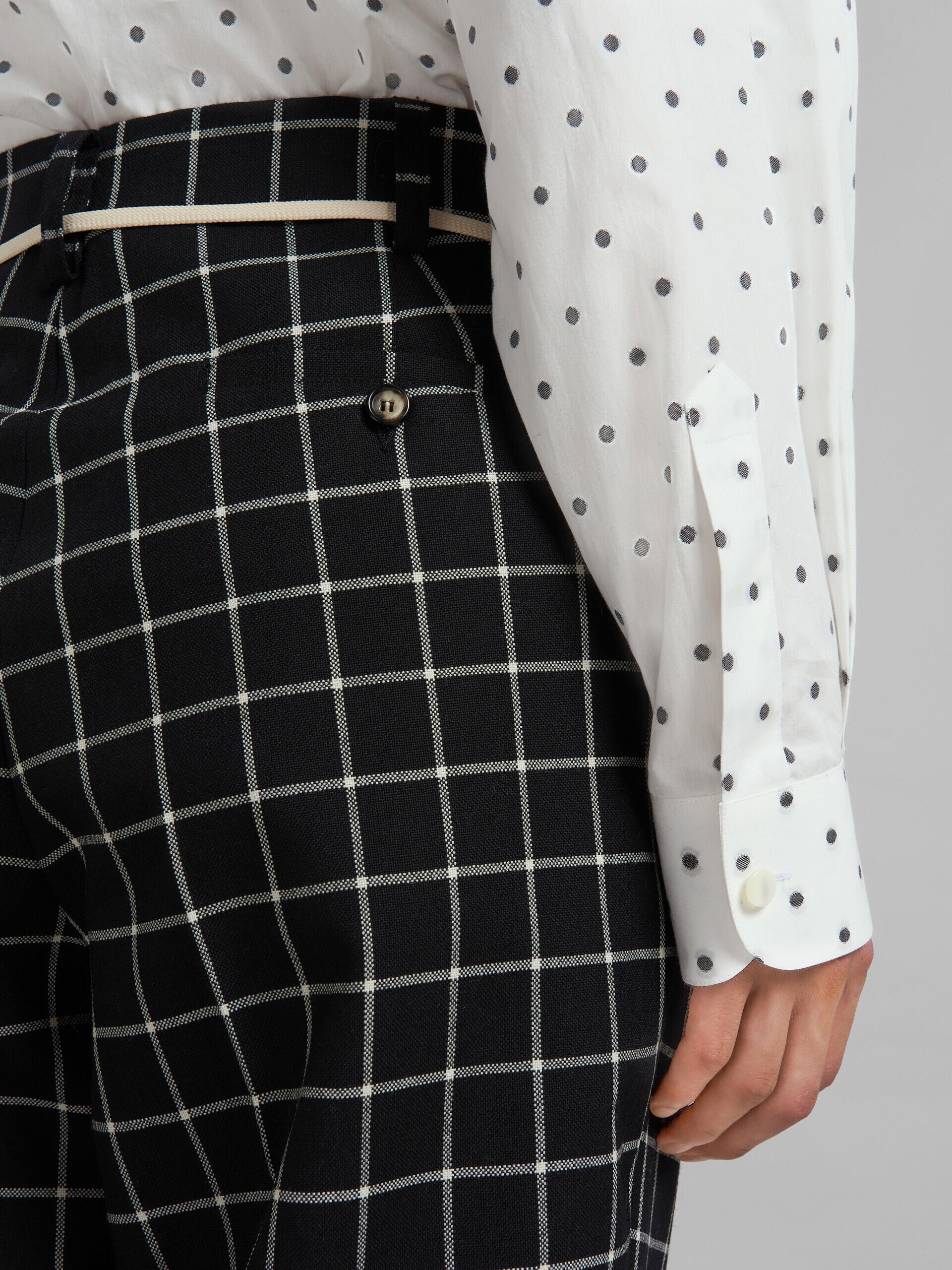 MARNI MEN'S BLACK CHECK WIDE-LEG TROUSERS