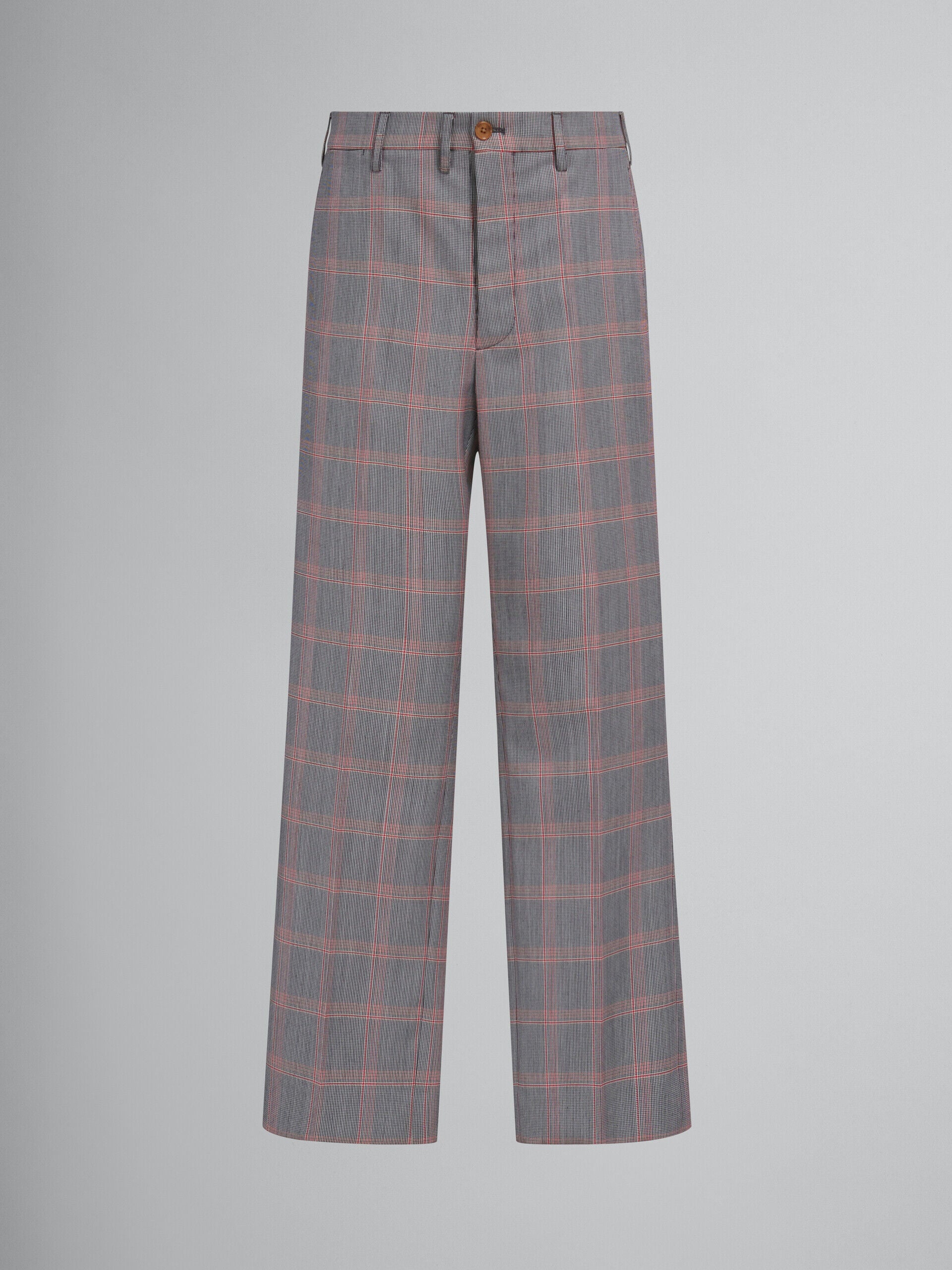 MARNI MEN'S GRAY PLAID WIDE-LEG TROUSERS