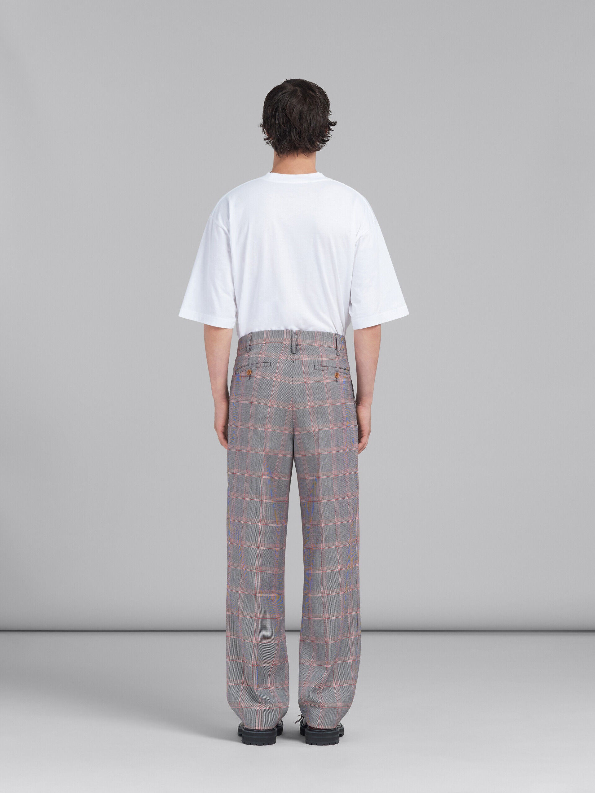 MARNI MEN'S GRAY PLAID WIDE-LEG TROUSERS