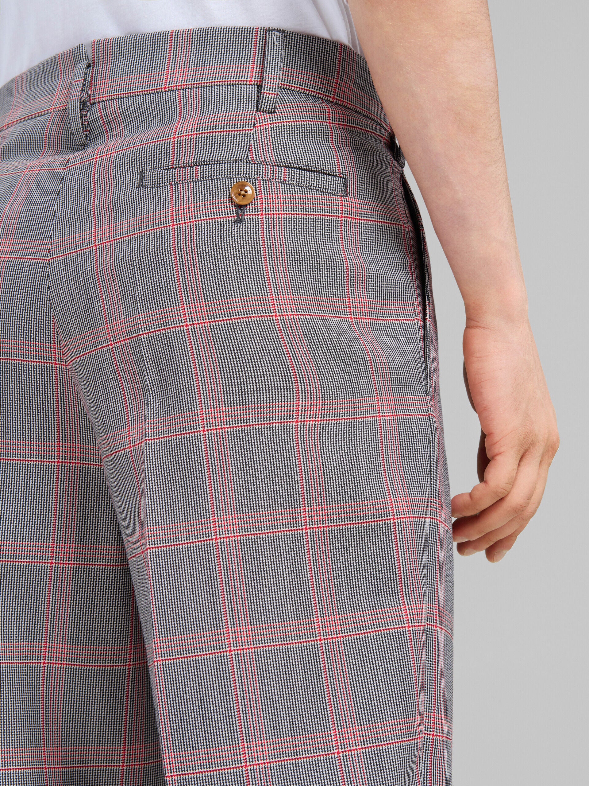 MARNI MEN'S GRAY PLAID WIDE-LEG TROUSERS