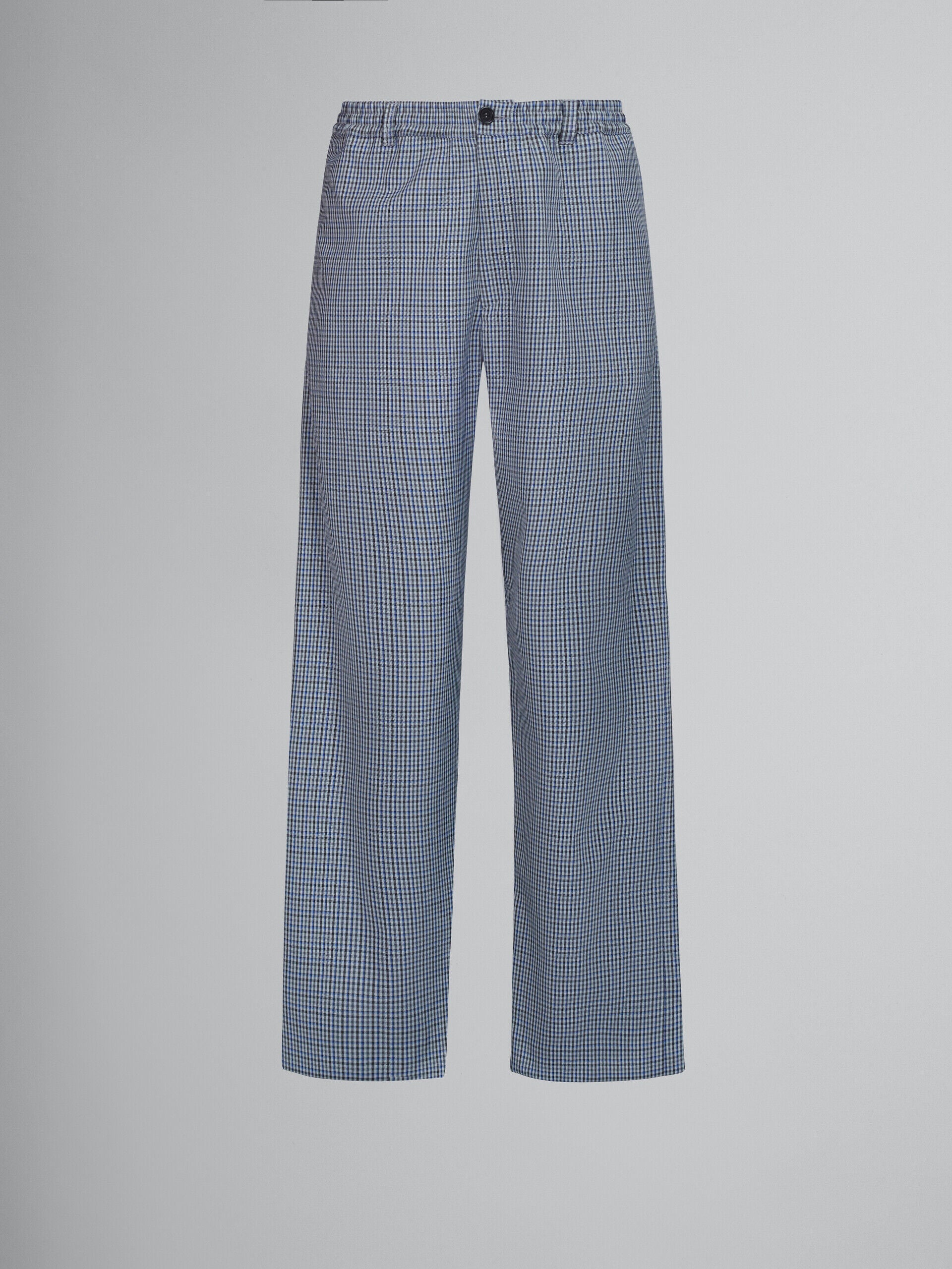 MARNI MEN'S BLUE CHECK WIDE-LEG TROUSERS
