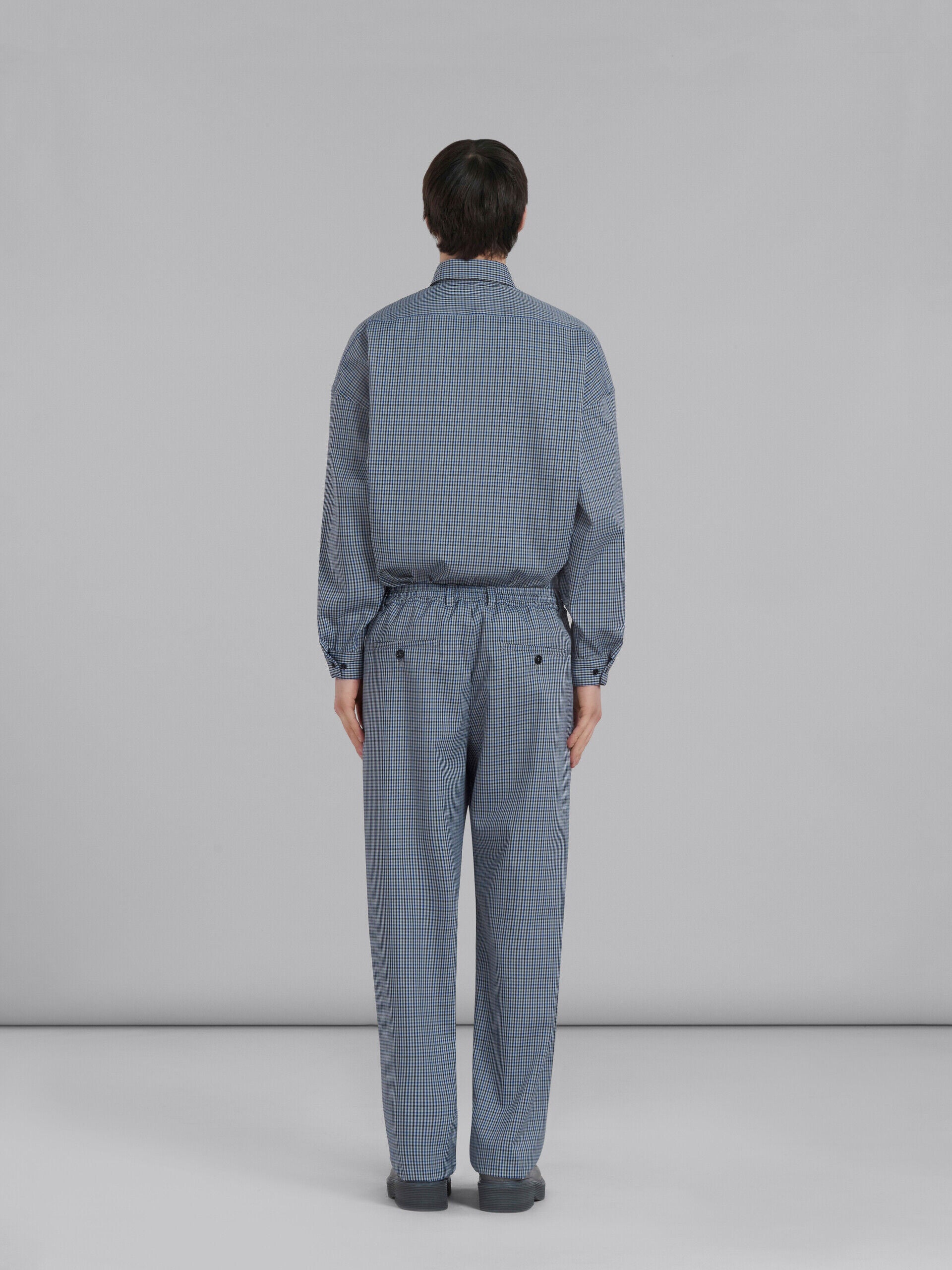 MARNI MEN'S BLUE CHECK WIDE-LEG TROUSERS