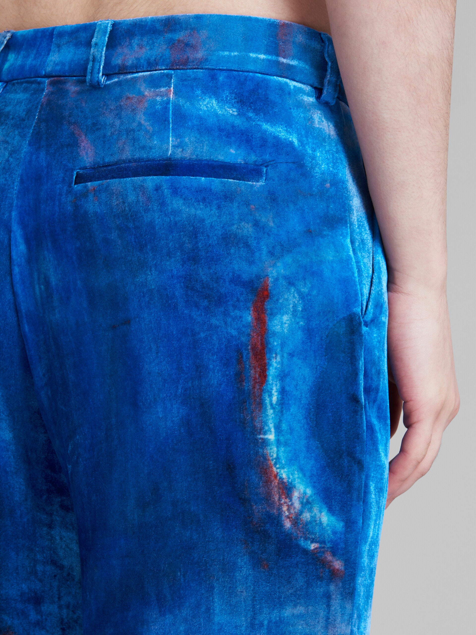 MARNI MEN'S COBALT WIDE-LEG ABSTRACT PRINT TROUSERS