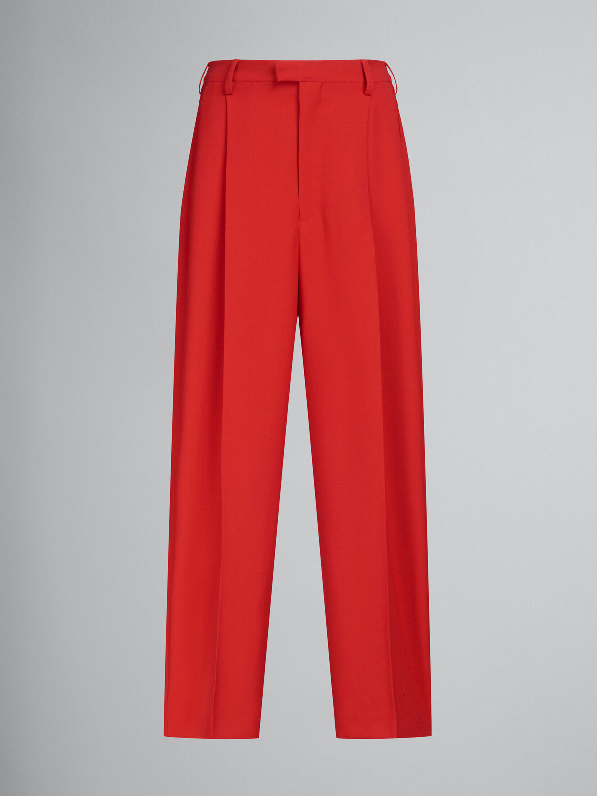 MARNI MEN'S RED TAILORED TROUSERS WITH PLEATS