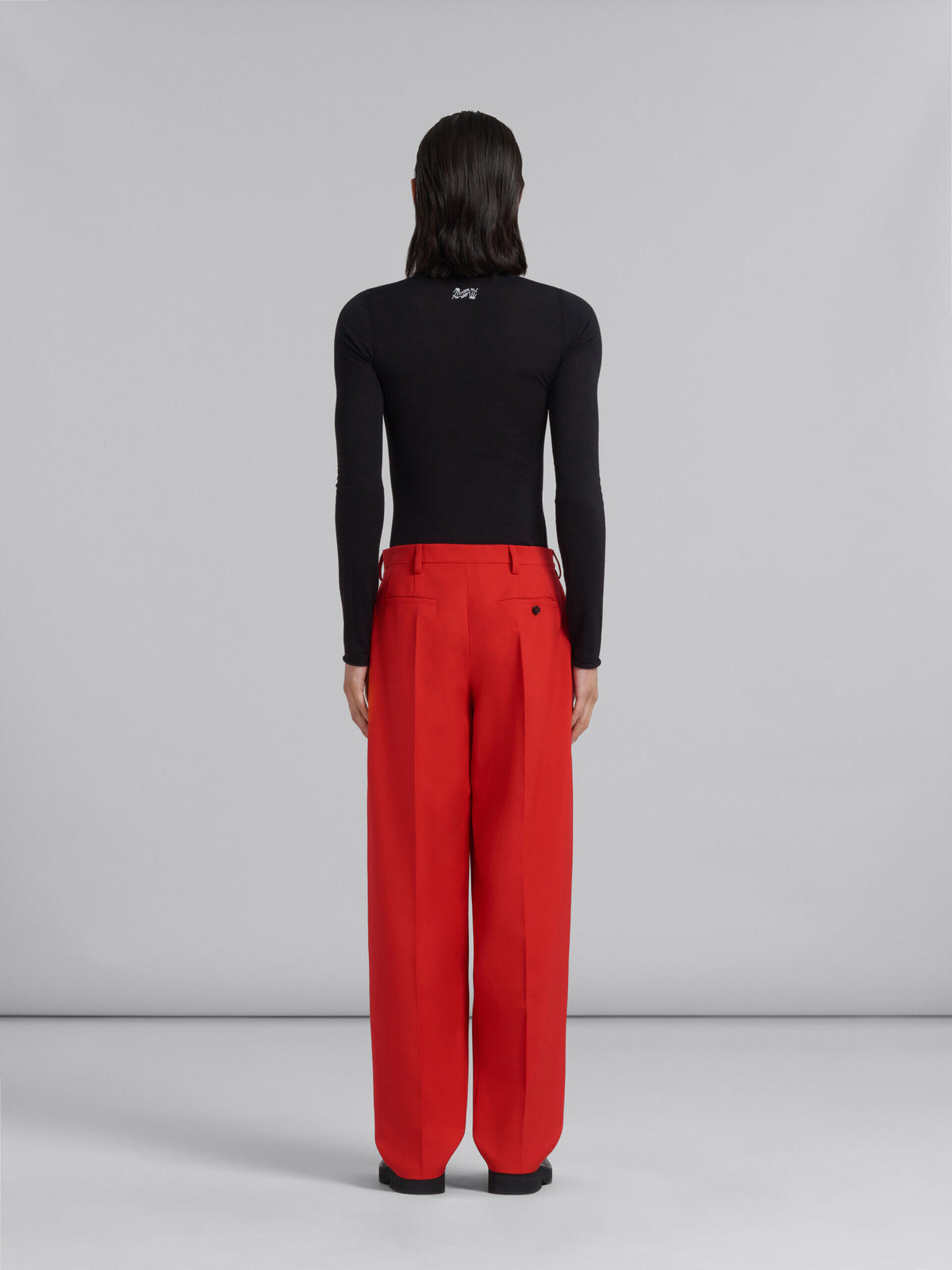 MARNI MEN'S RED TAILORED TROUSERS WITH PLEATS