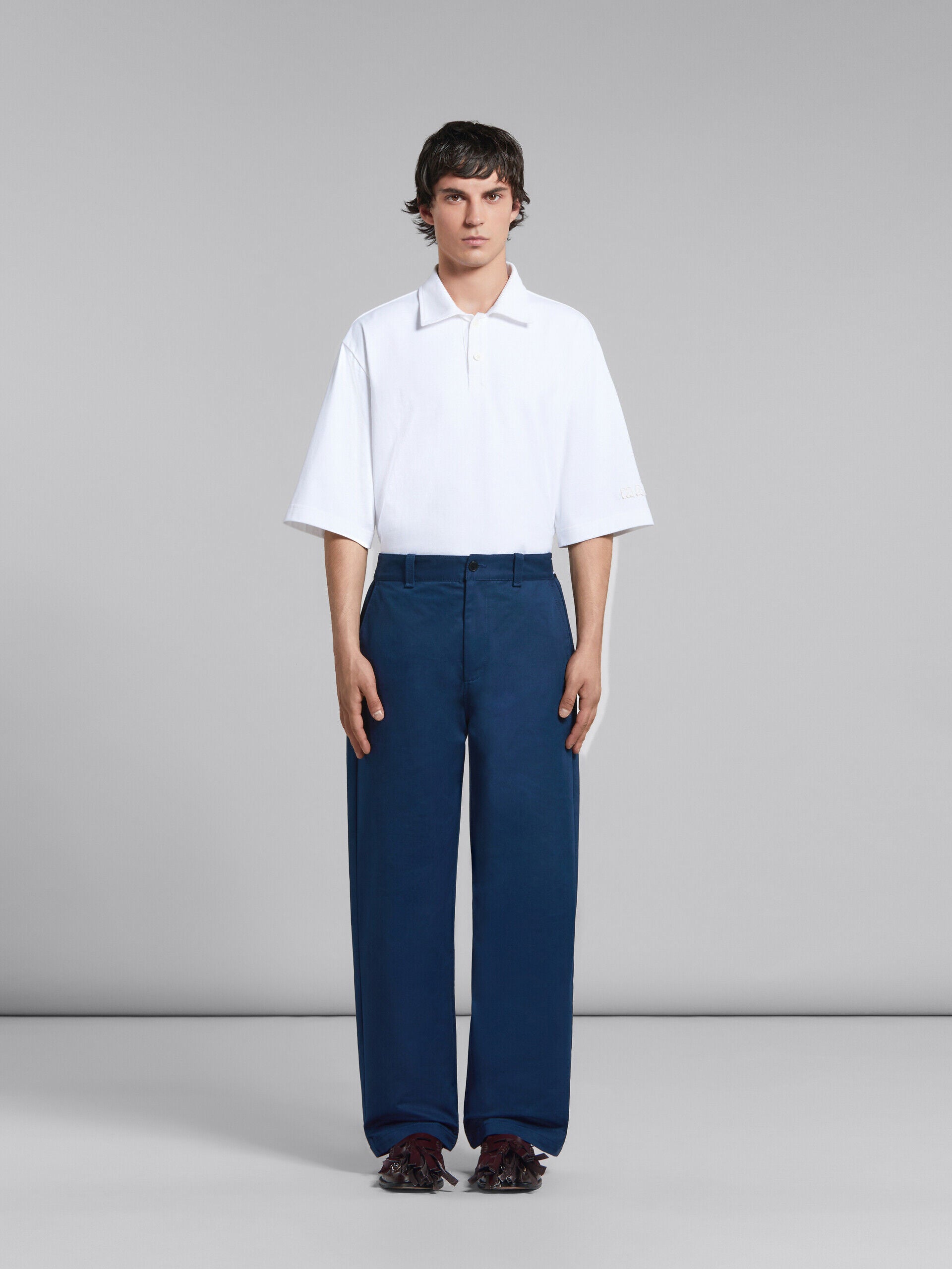 MARNI MEN'S NAVY WIDE-LEG TROUSERS
