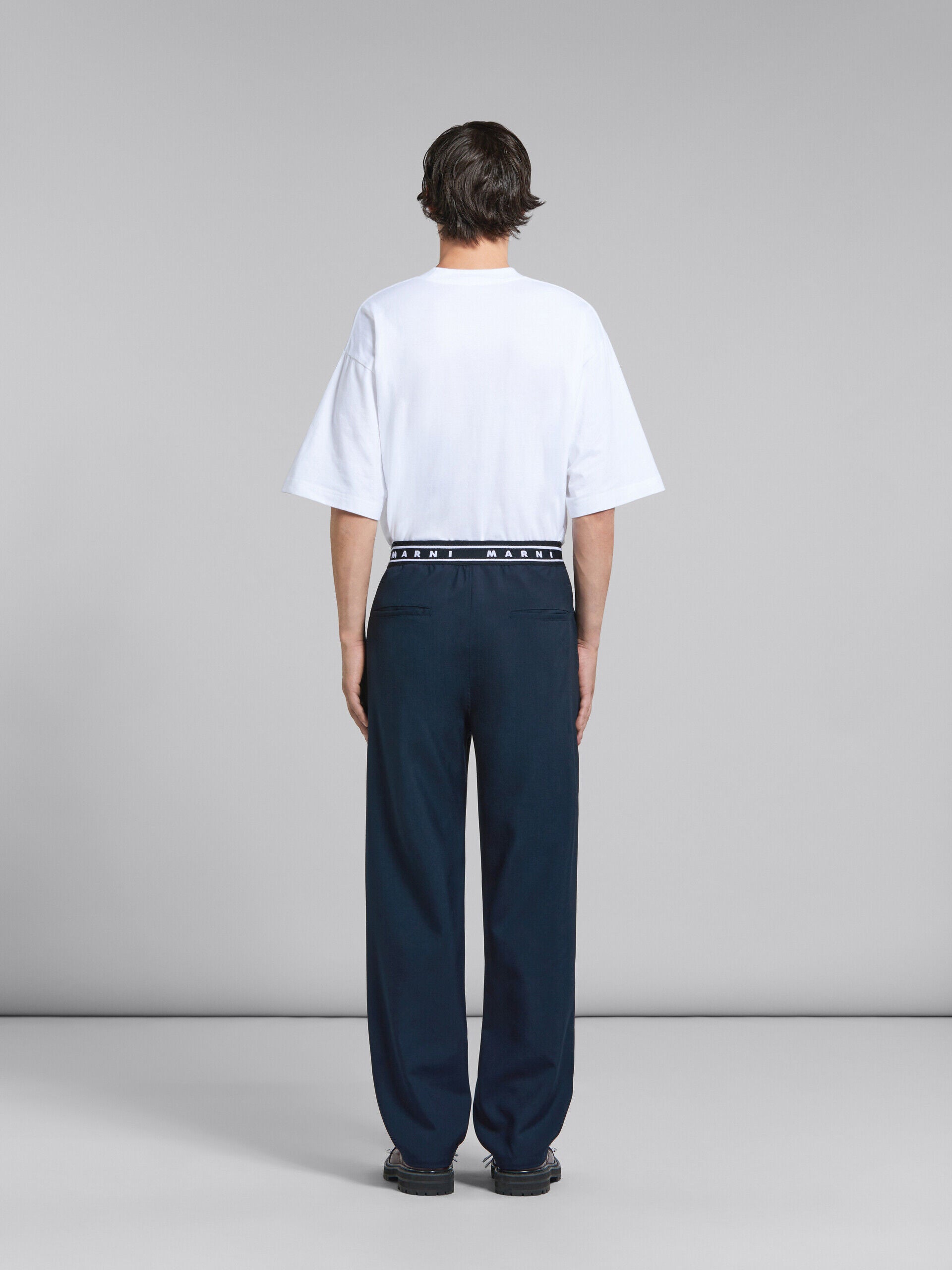 MARNI MEN'S NAVY WIDE-LEG TAILORED TROUSERS