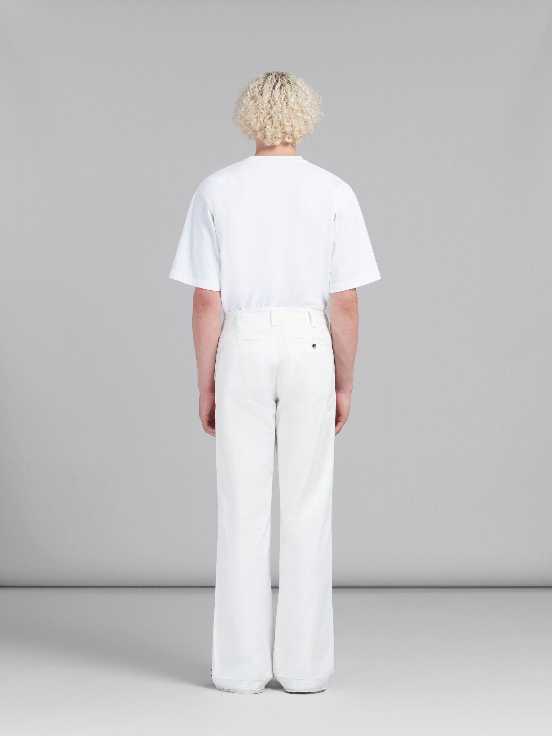 MARNI MEN'S LILY WHITE WIDE-LEG TROUSERS