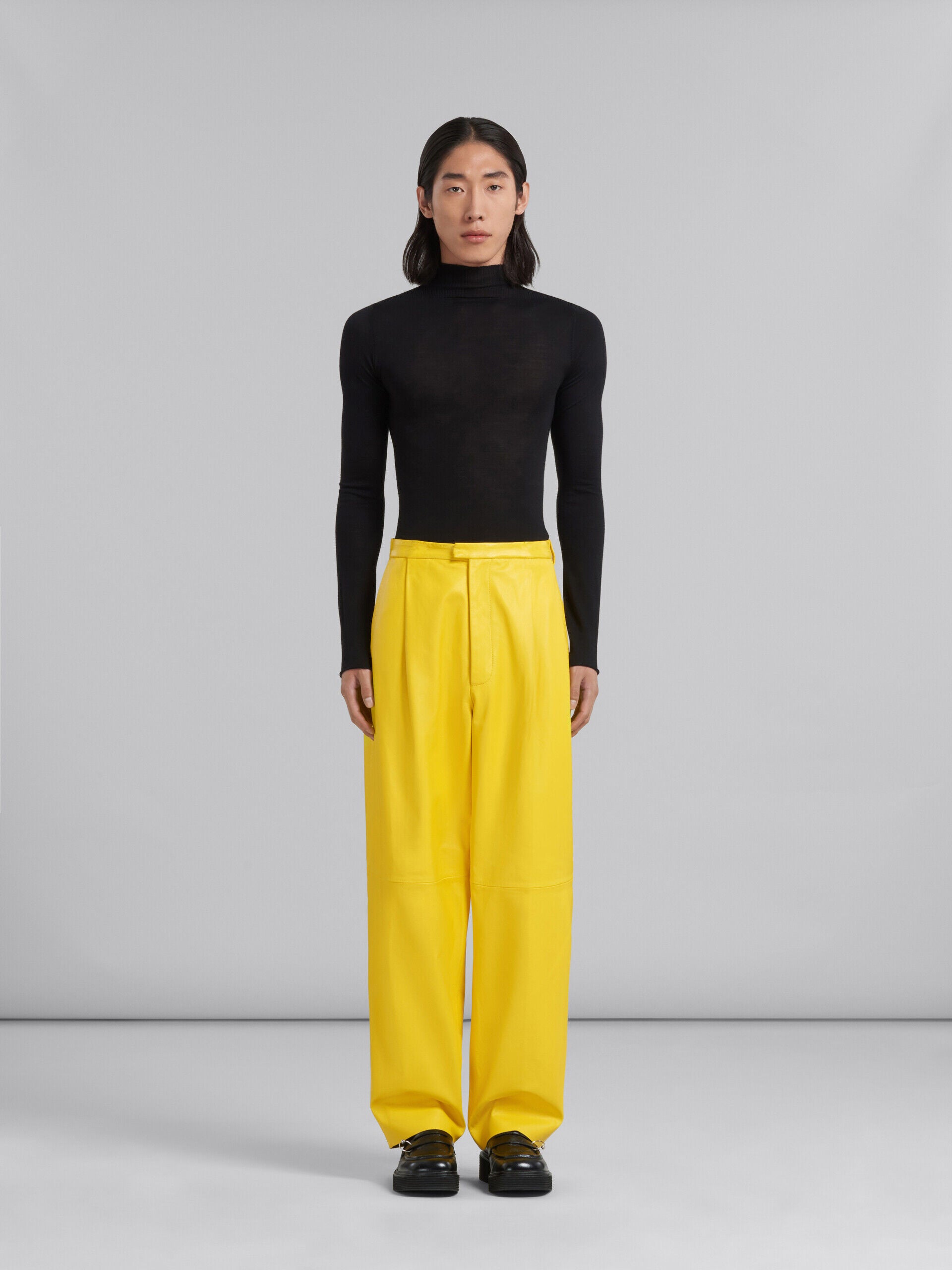 MARNI MEN'S YELLOW WIDE-LEG TROUSERS