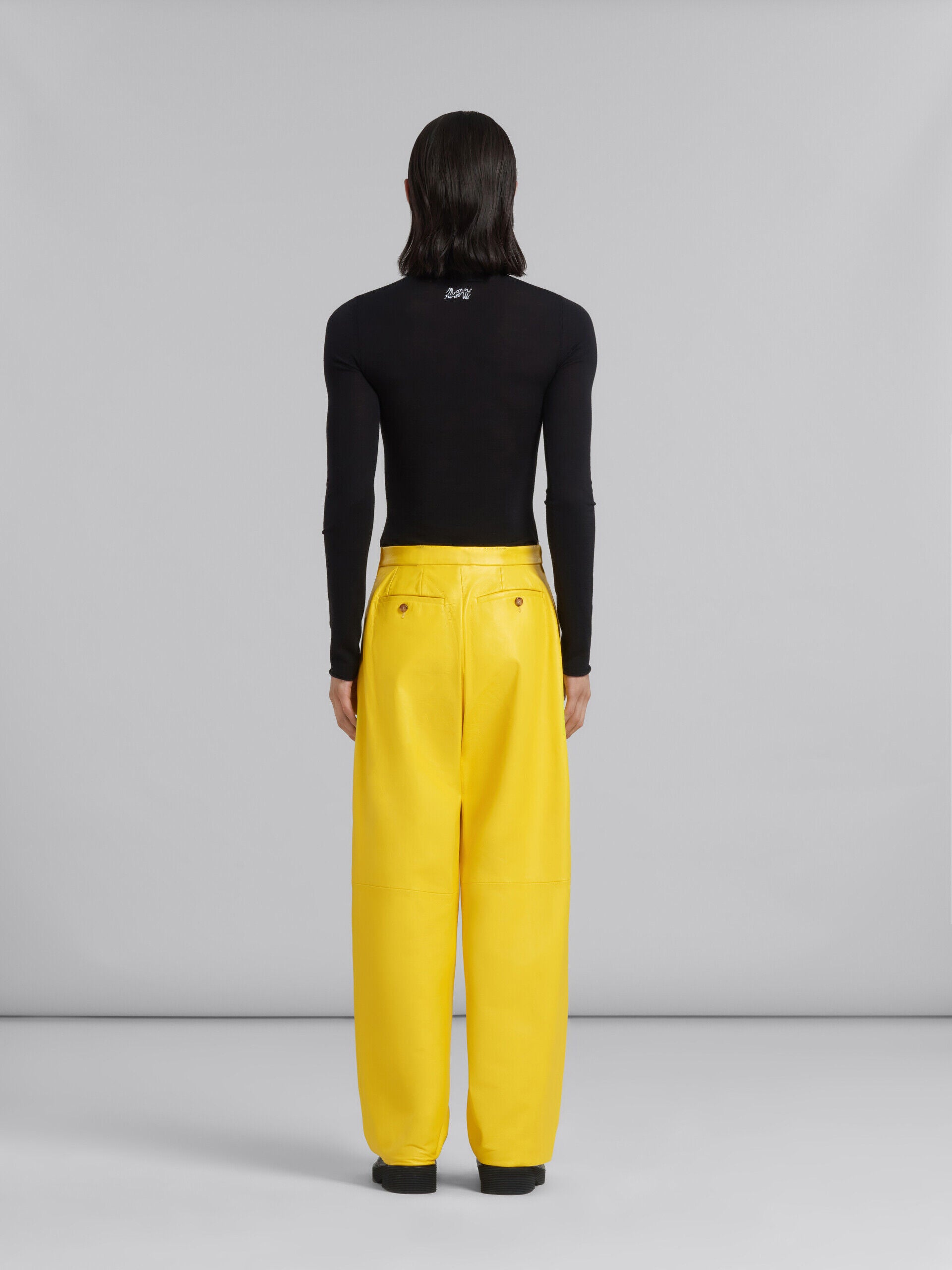 MARNI MEN'S YELLOW WIDE-LEG TROUSERS