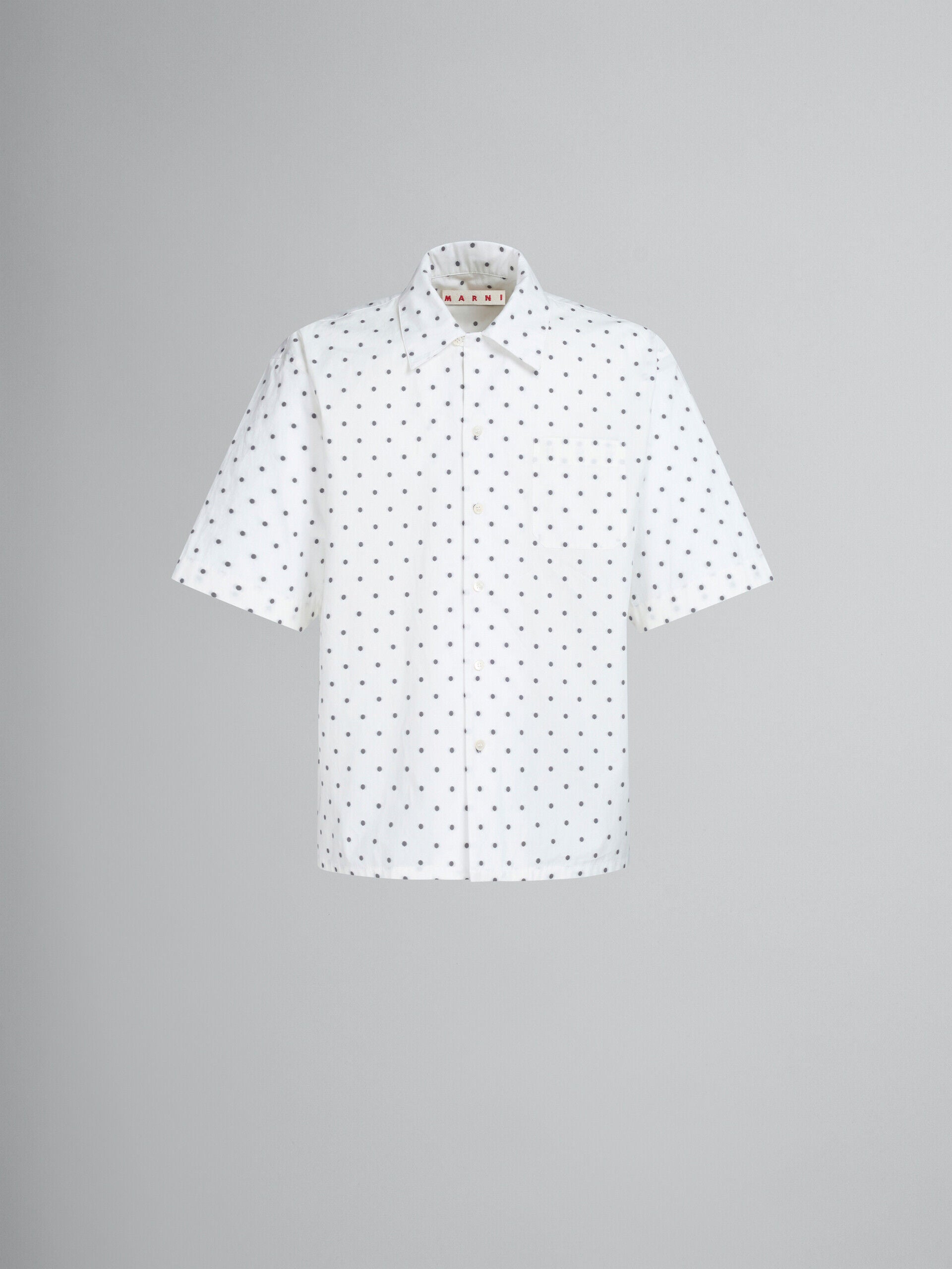 MARNI MEN'S WHITE POLKA DOT SHORT-SLEEVE SHIRT