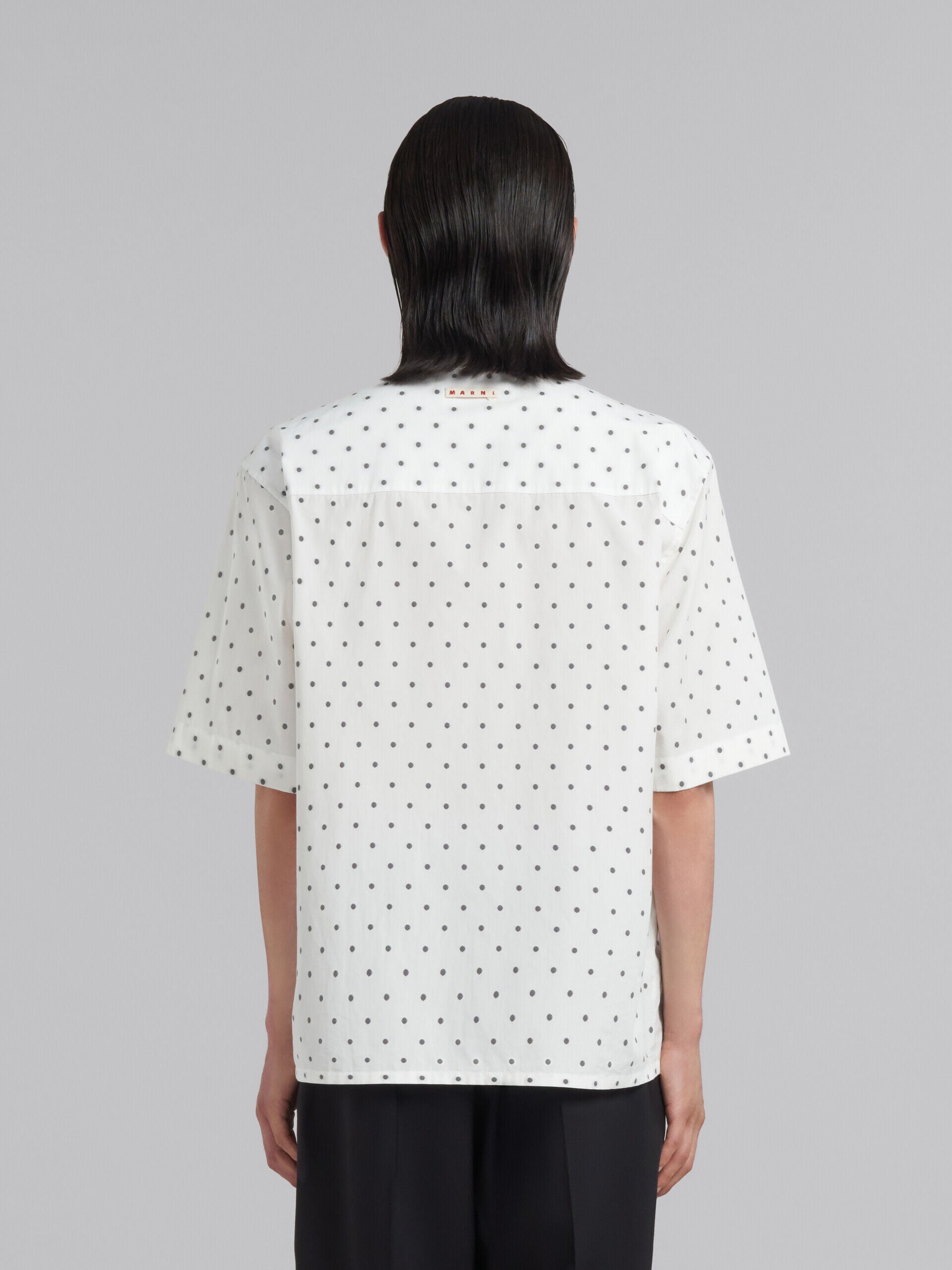 MARNI MEN'S WHITE POLKA DOT SHORT-SLEEVE SHIRT