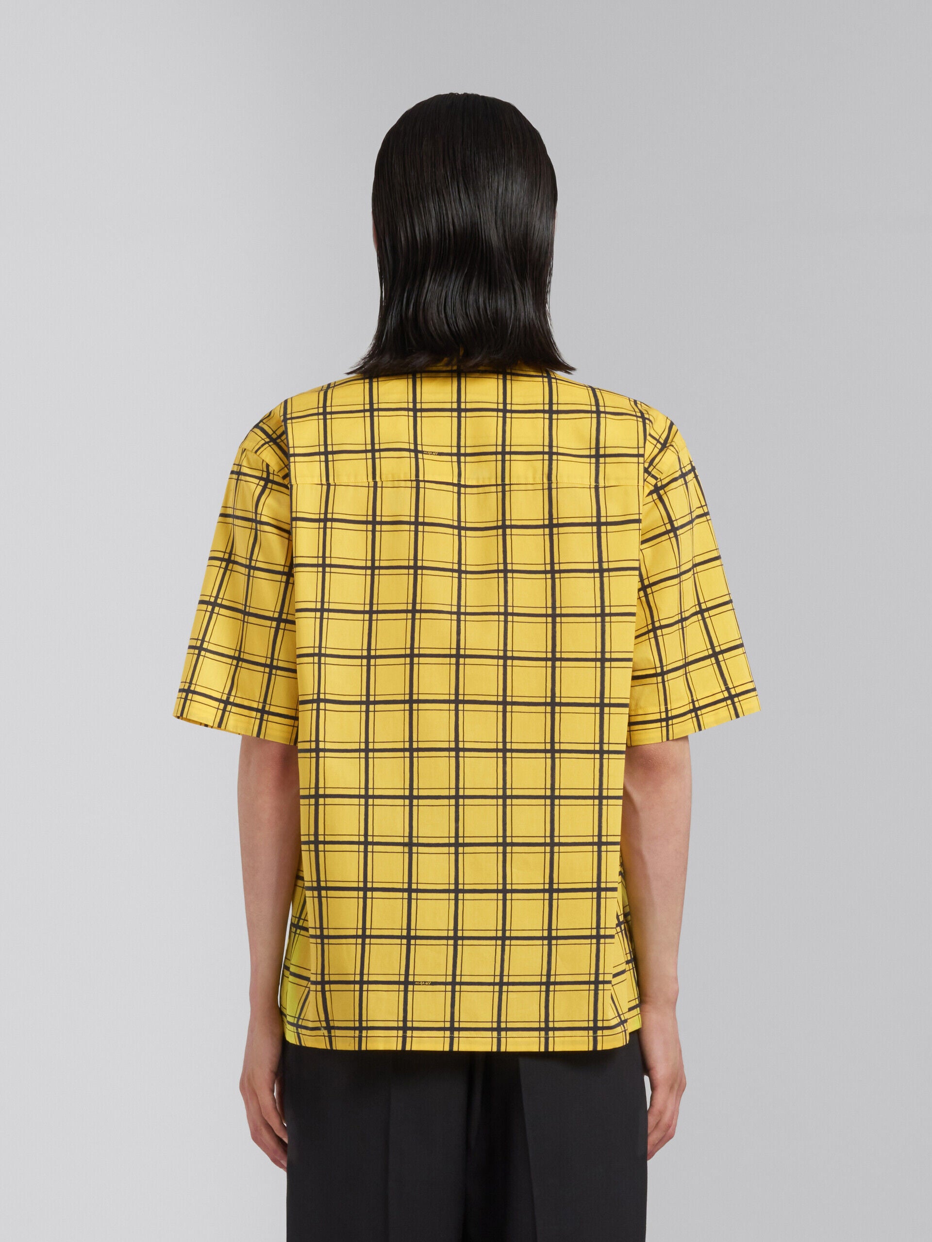MARNI MEN'S YELLOW PLAID SHORT-SLEEVE SHIRT