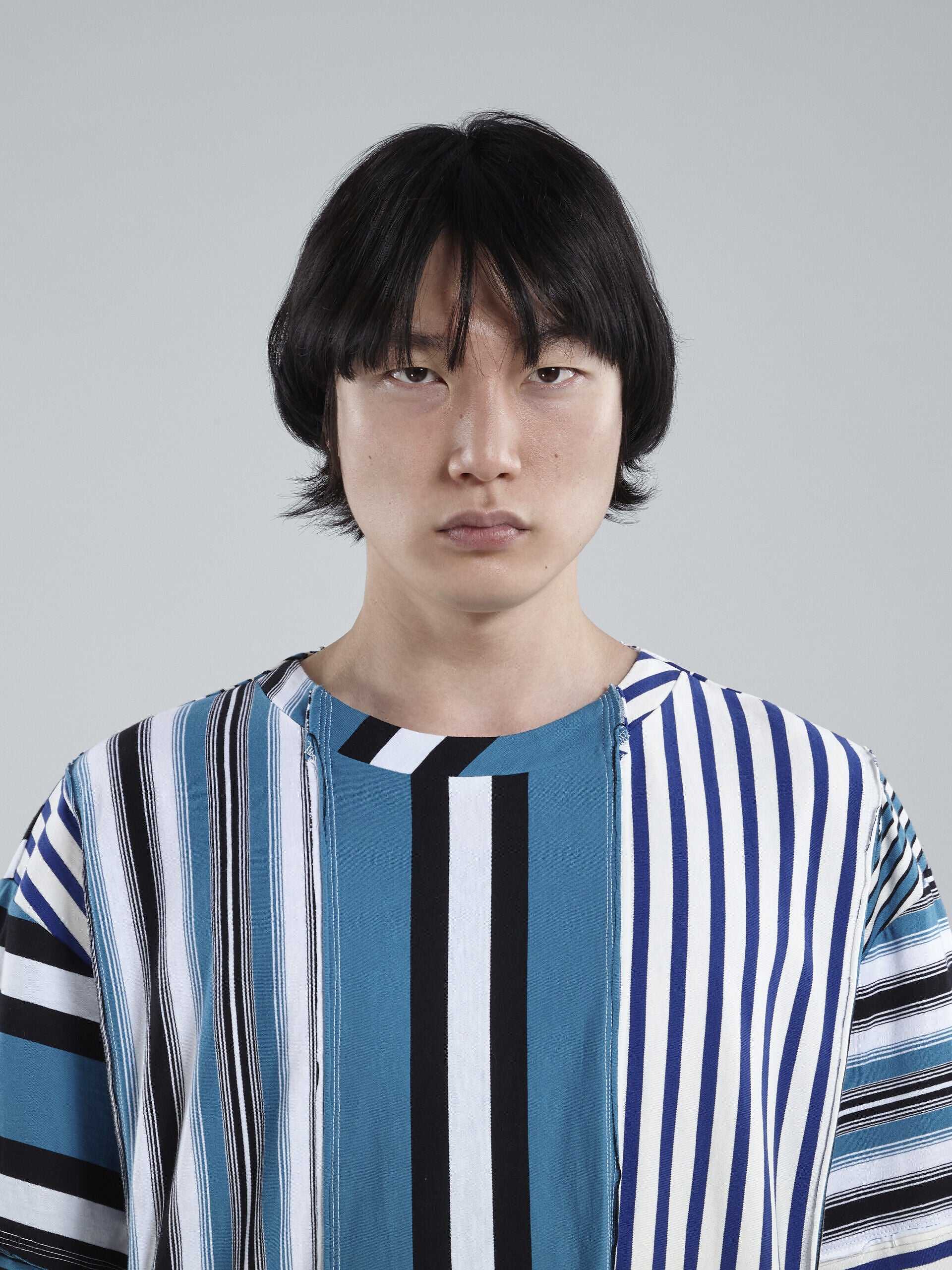 MARNI MEN'S STRIPED MULTICOLOR FRINGE DETAIL SHIRT