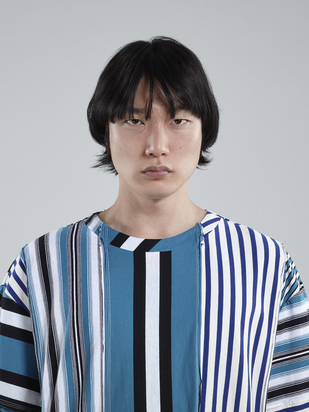 MARNI MEN'S STRIPED MULTICOLOR FRINGE DETAIL SHIRT