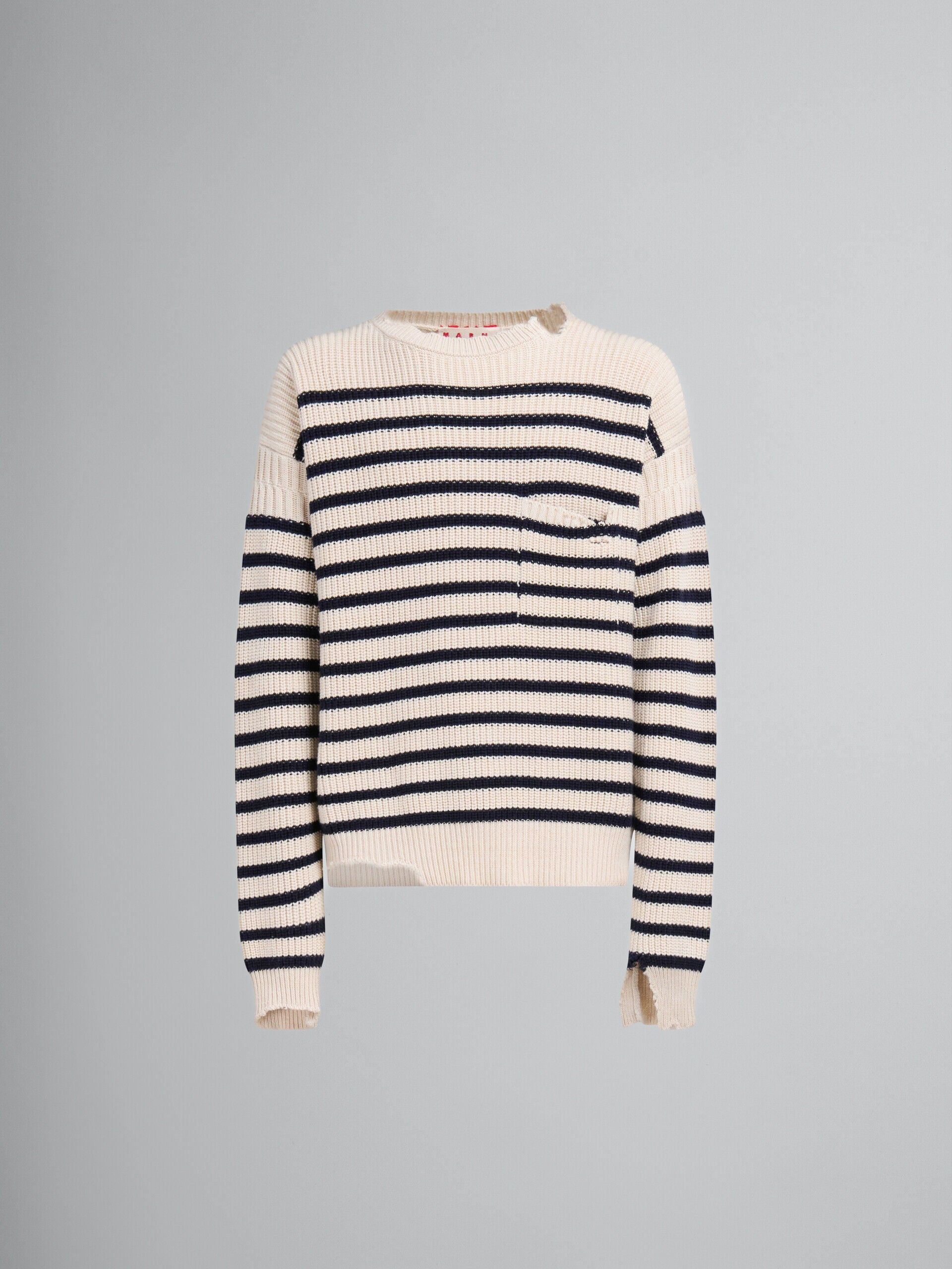 MARNI MEN'S STRIPED KNIT SWEATER WITH POCKET