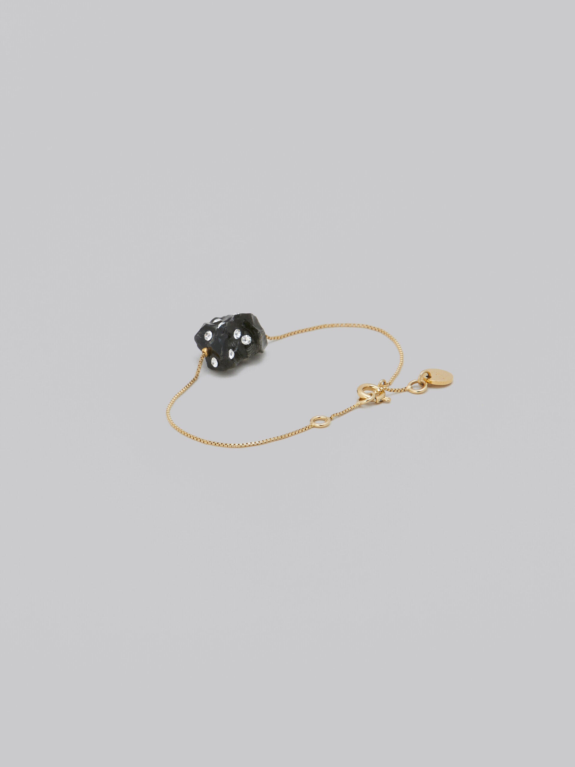 MARNI WOMEN'S GOLD CHAIN BRACELET WITH BLACK STONE