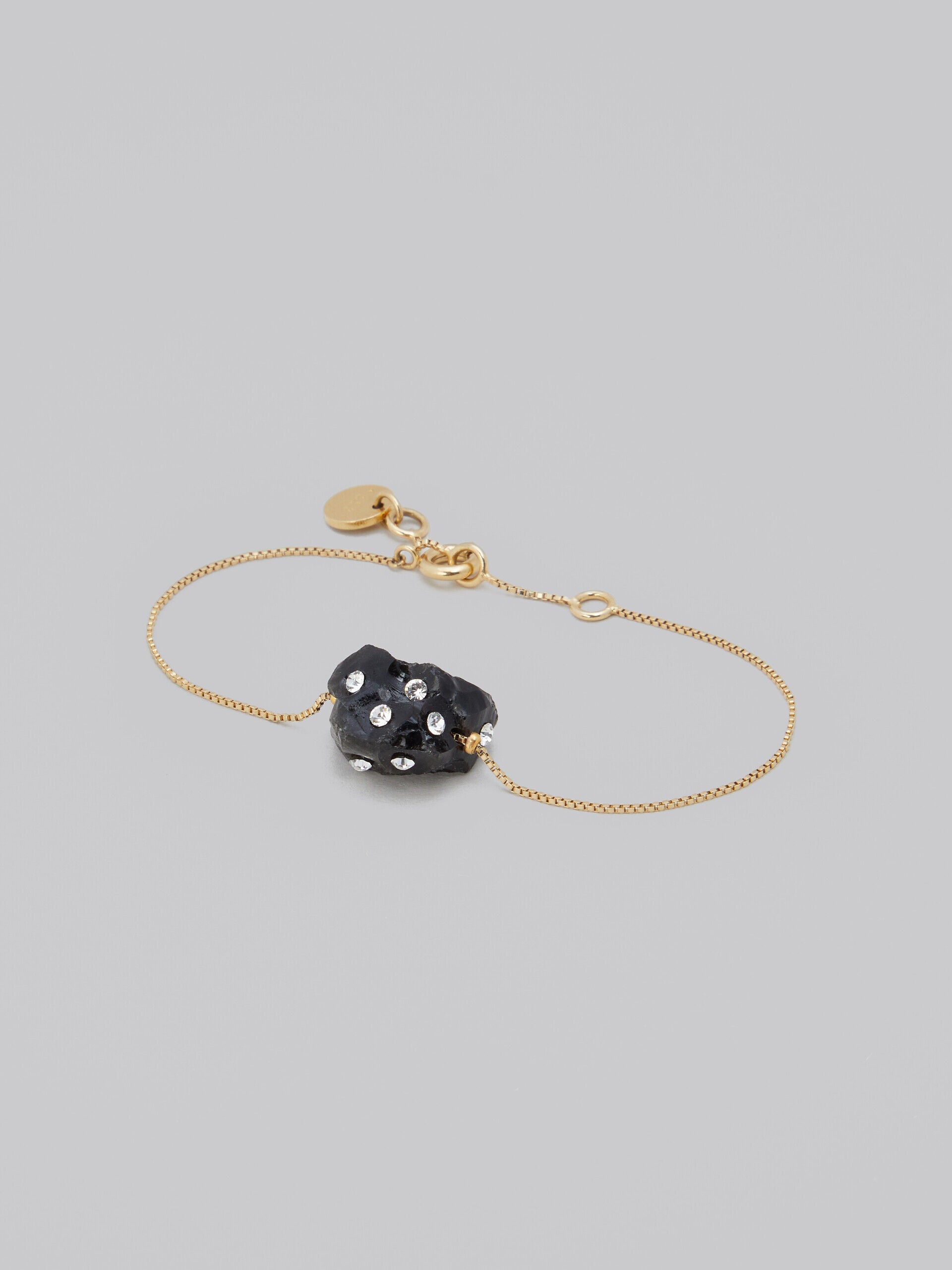 MARNI WOMEN'S GOLD CHAIN BRACELET WITH BLACK STONE