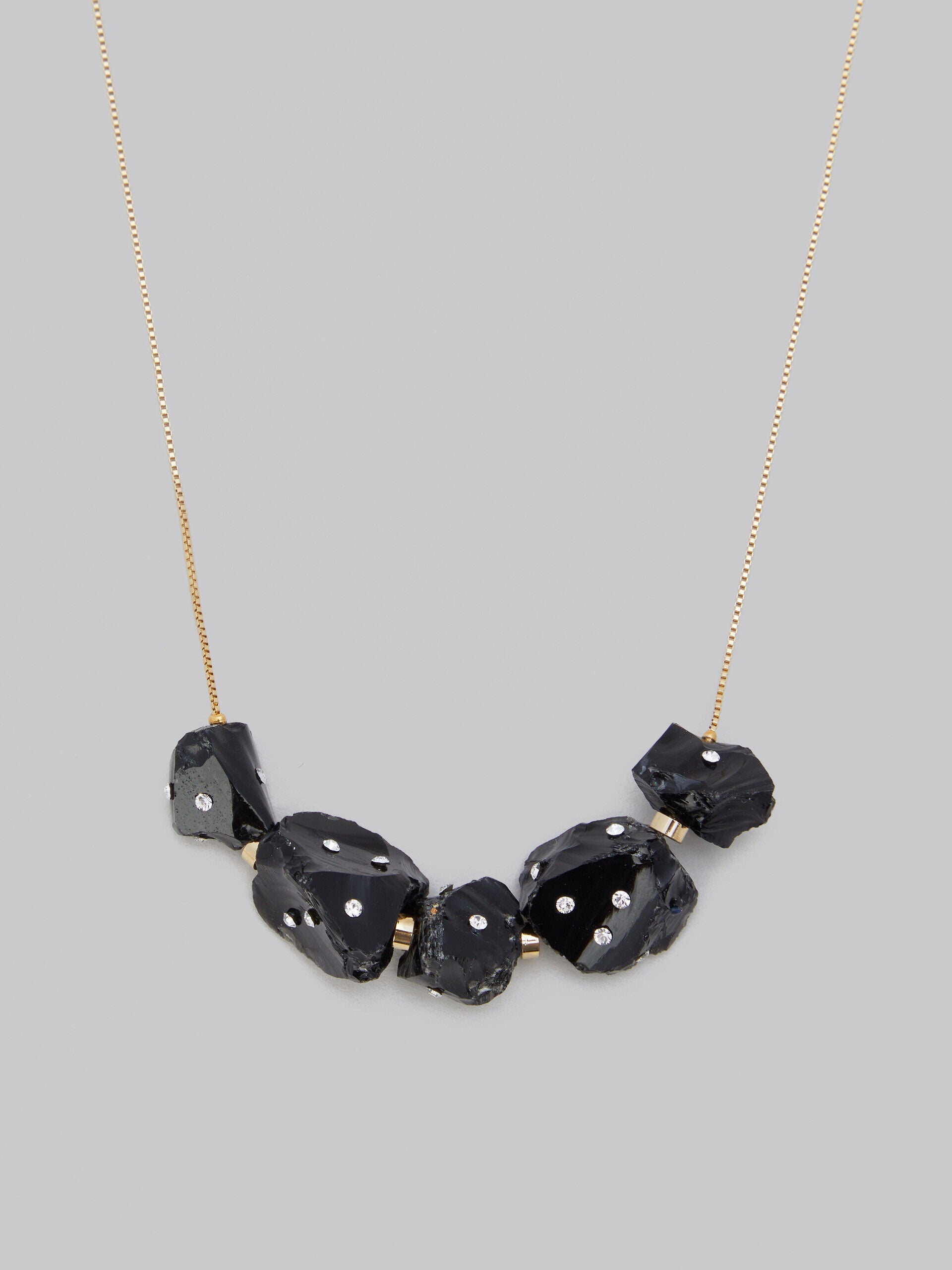 MARNI WOMEN'S GOLD CHAIN NECKLACE WITH BLACK BEADS