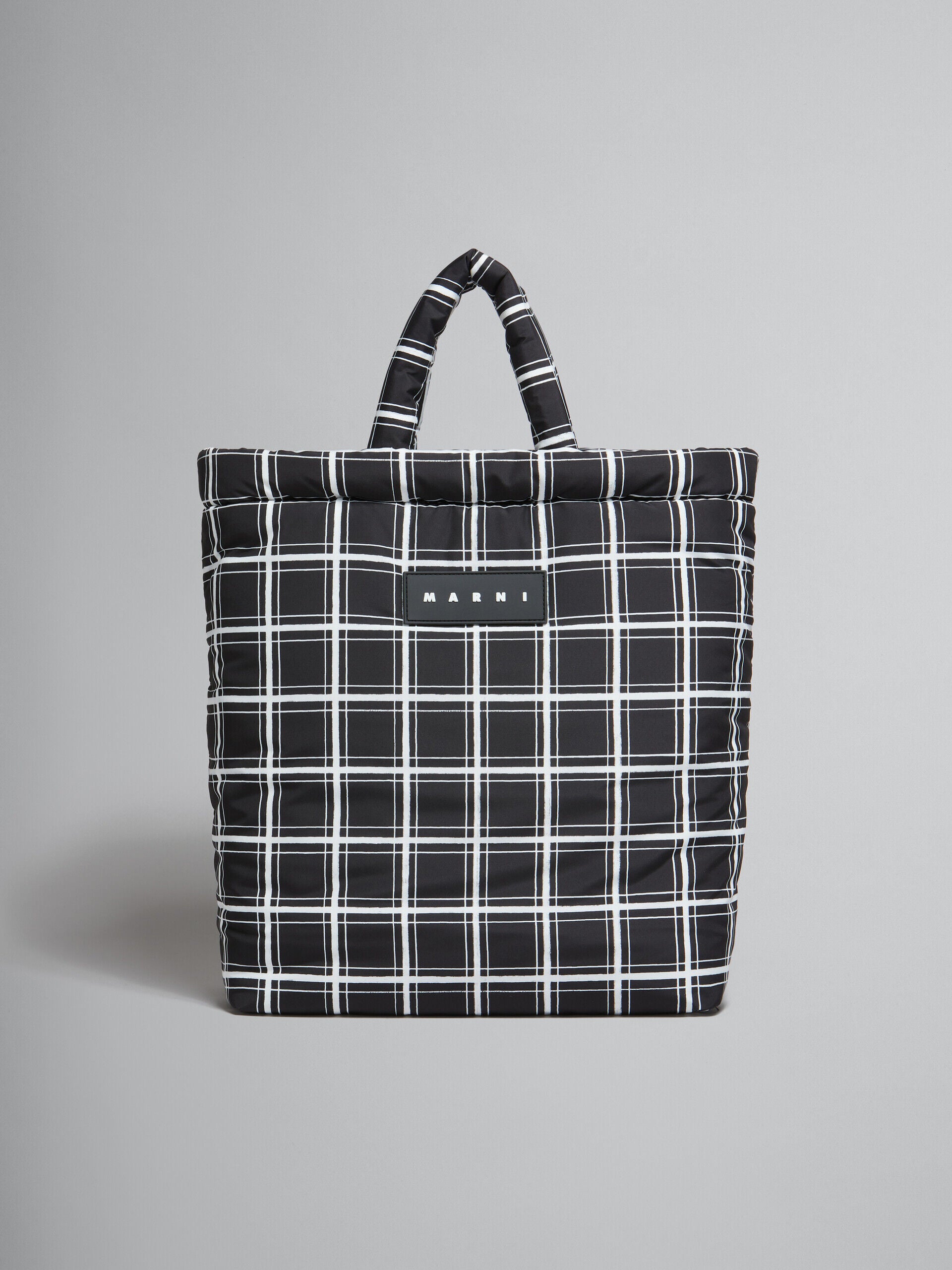 MARNI WOMEN'S BLACK PLAID PADDED TOTE BAG