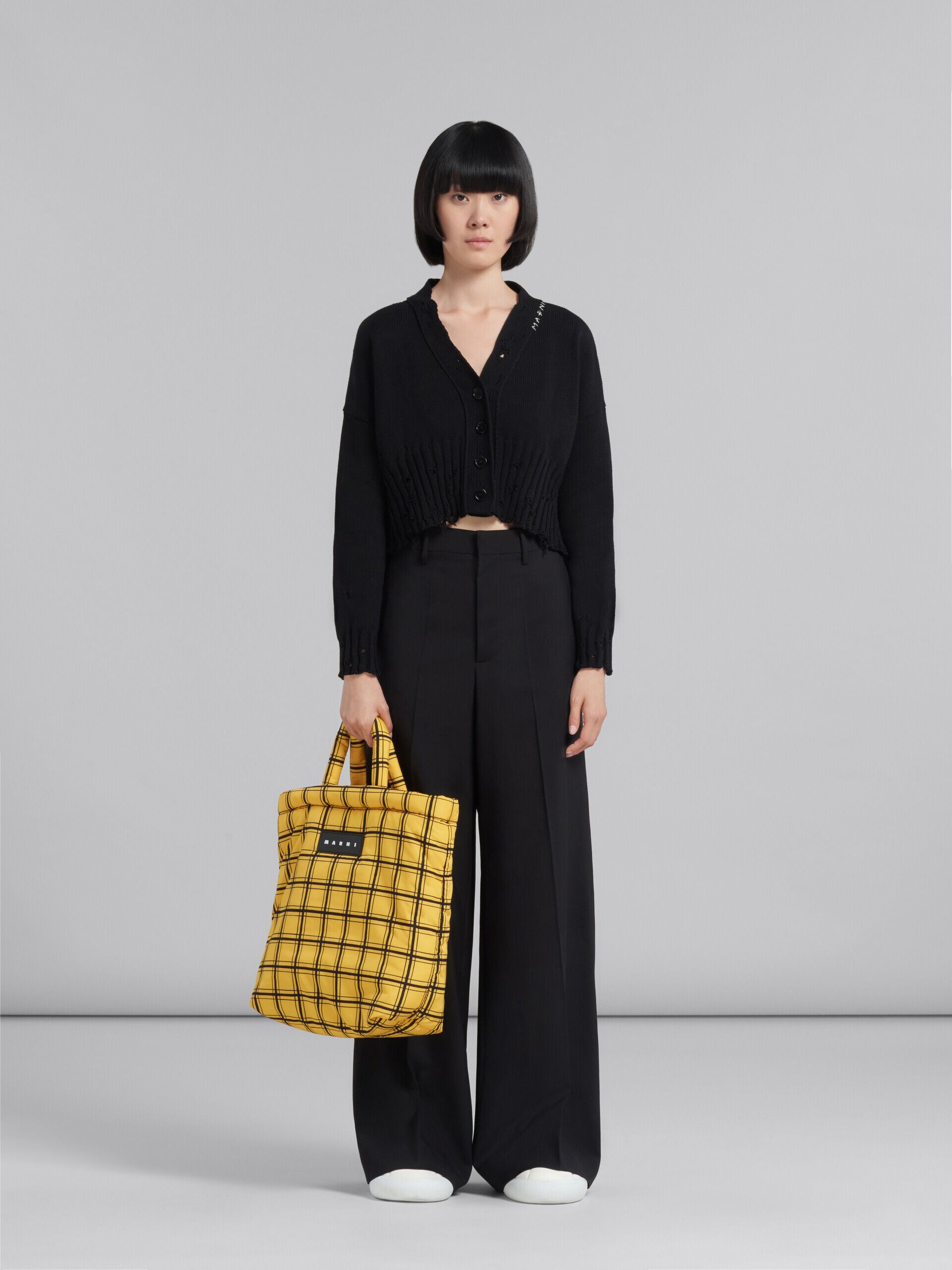 MARNI WOMEN'S YELLOW PLAID TOTE BAG