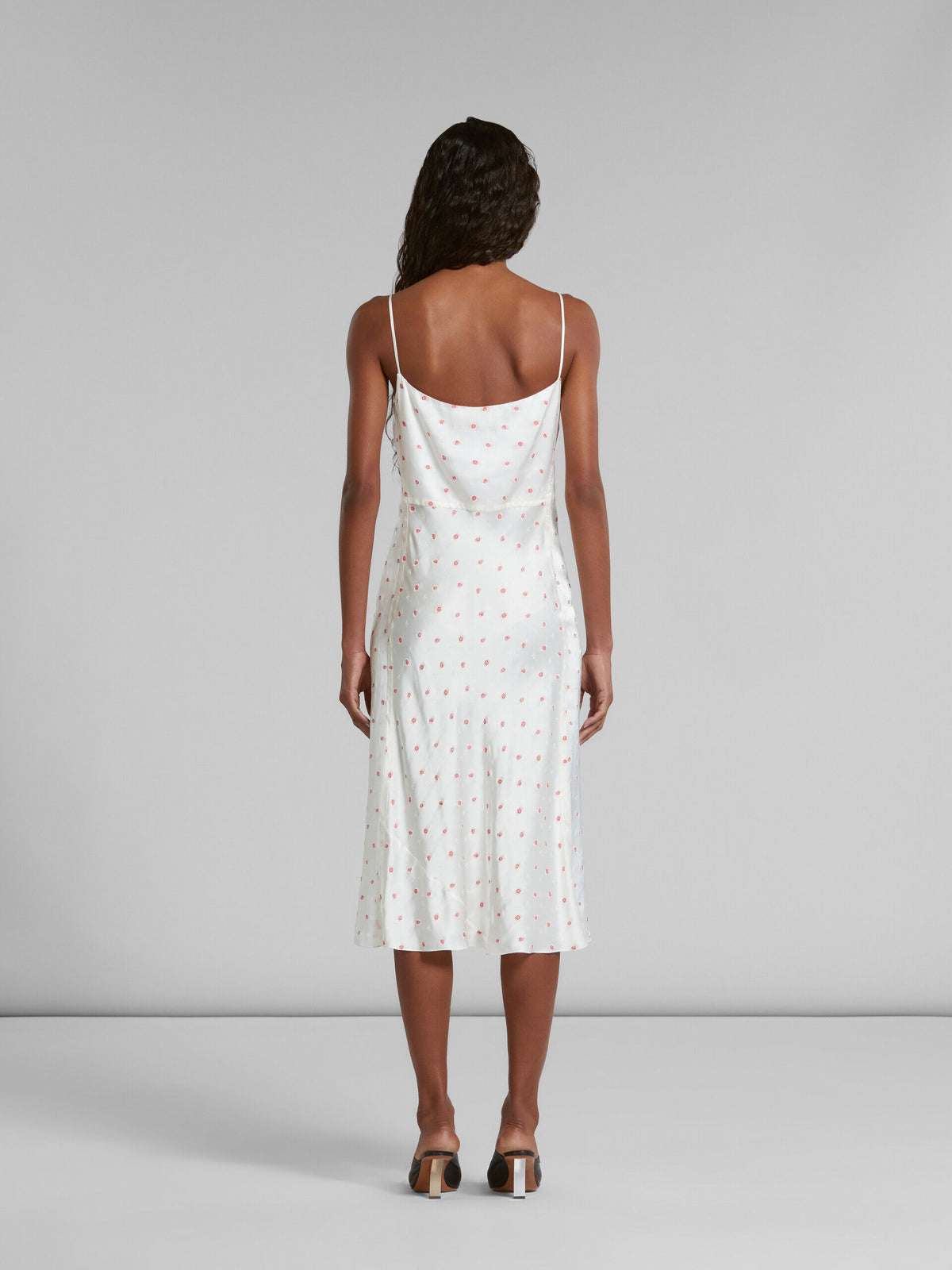 MARNI WOMEN'S WHITE SLIP DRESS WITH FLORAL PATTERN