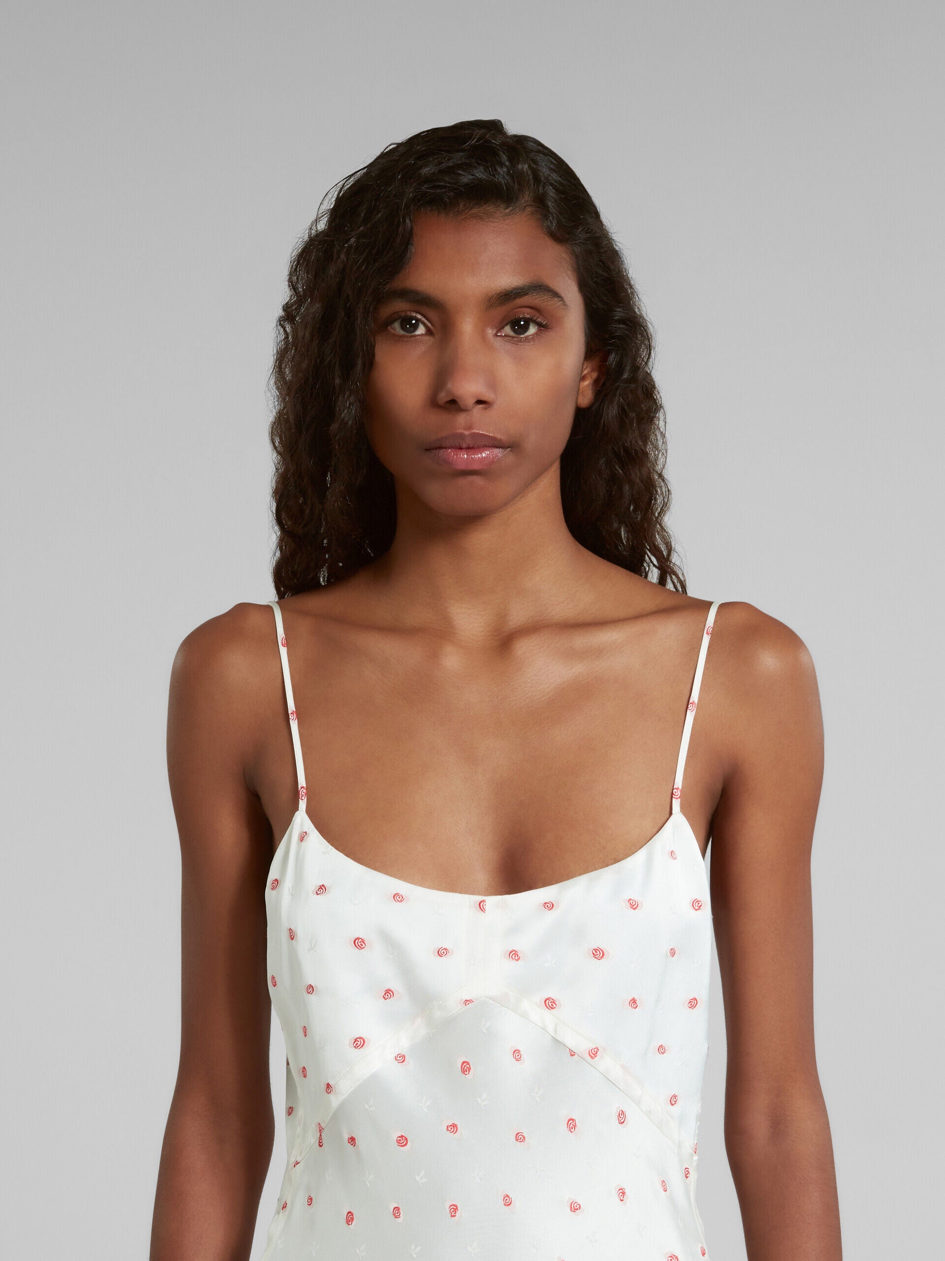 MARNI WOMEN'S WHITE SLIP DRESS WITH FLORAL PATTERN