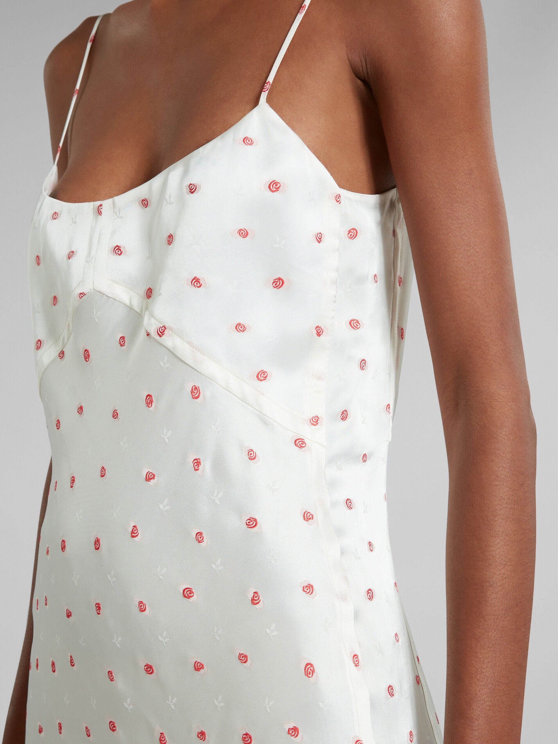 MARNI WOMEN'S WHITE SLIP DRESS WITH FLORAL PATTERN