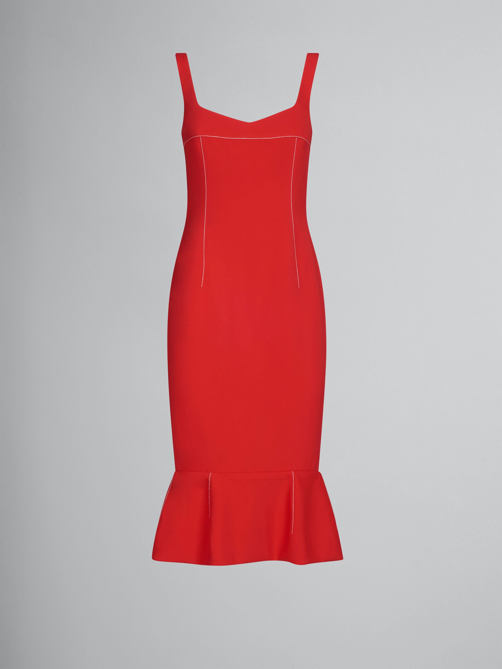 MARNI WOMEN'S RED FITTED DRESS WITH RUFFLE HEM
