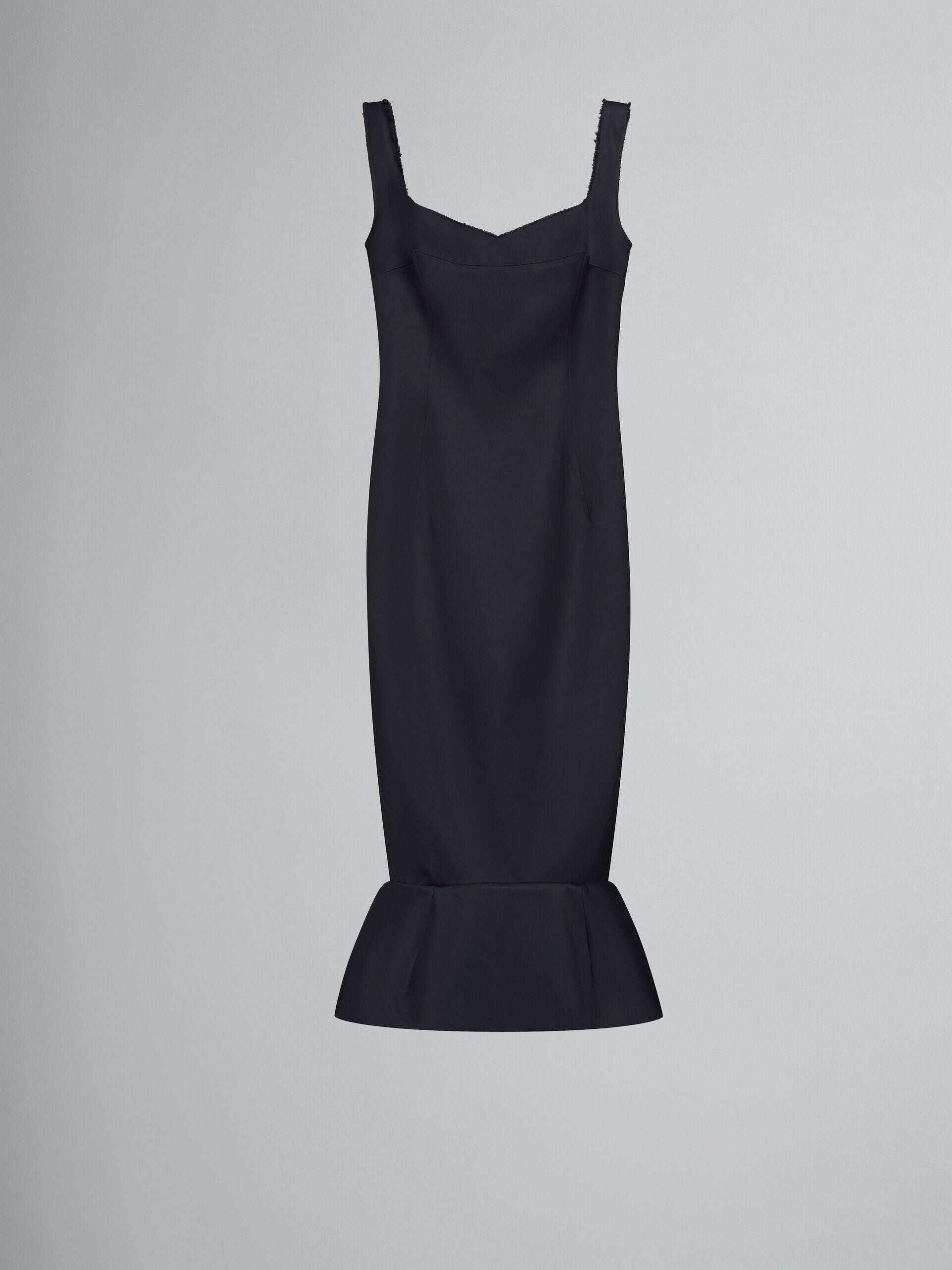 MARNI WOMEN'S BLACK FITTED DRESS WITH FLOUNCE HEM