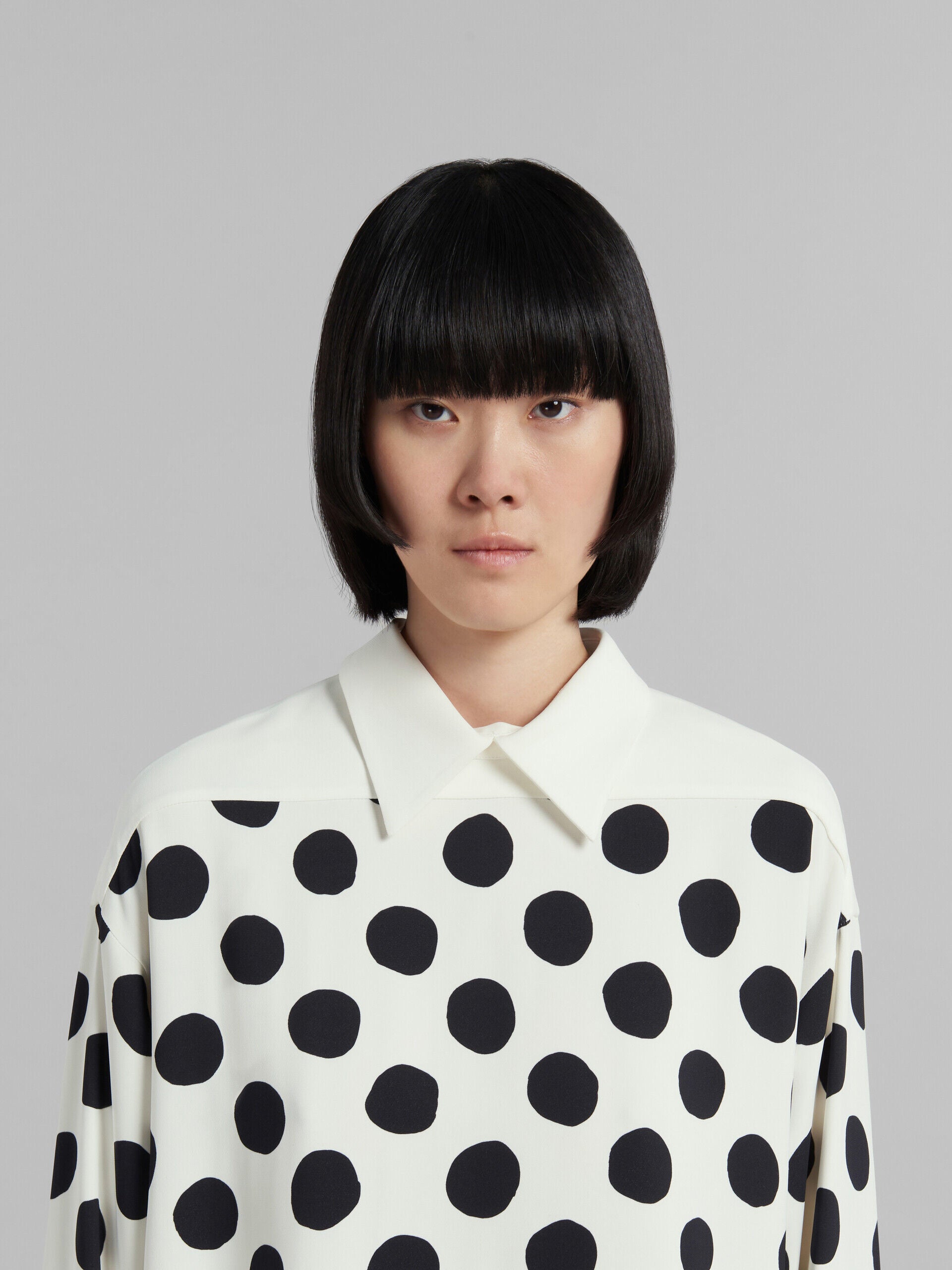 MARNI WOMEN'S WHITE POLKA DOT SHIRT DRESS