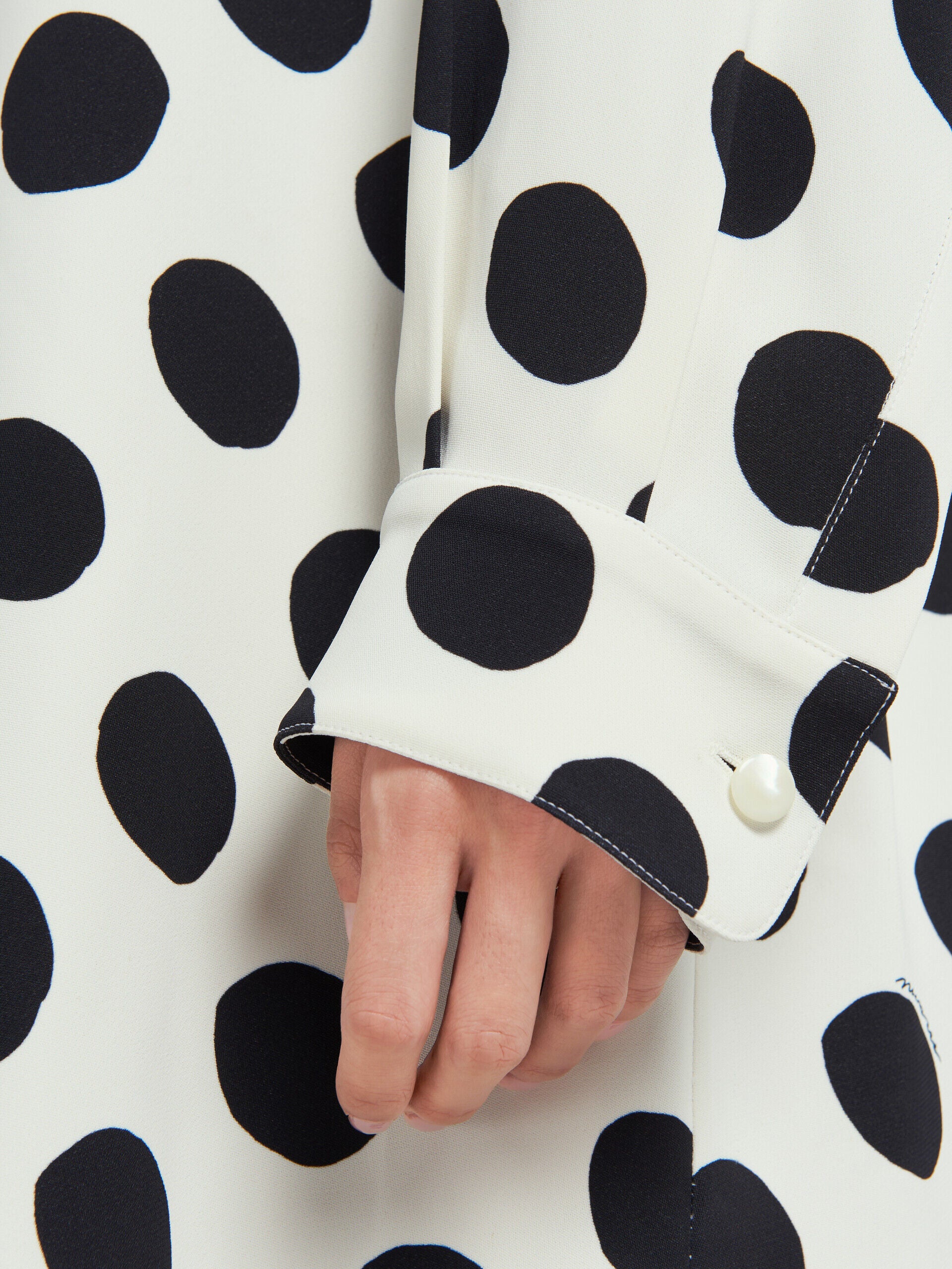MARNI WOMEN'S WHITE POLKA DOT SHIRT DRESS
