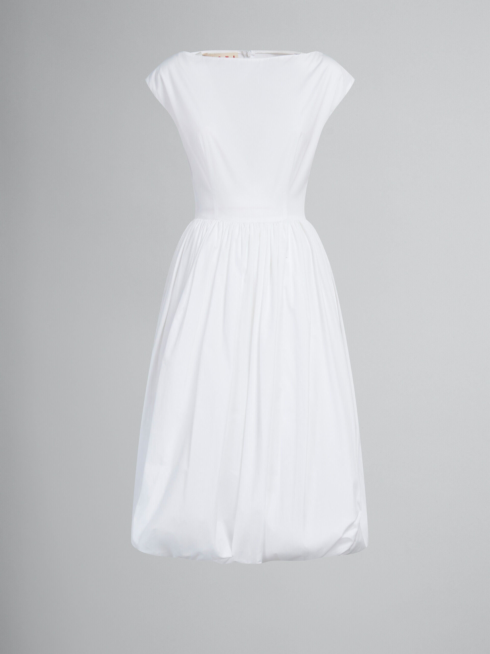 MARNI WOMEN'S WHITE CAP SLEEVE GATHERED DRESS