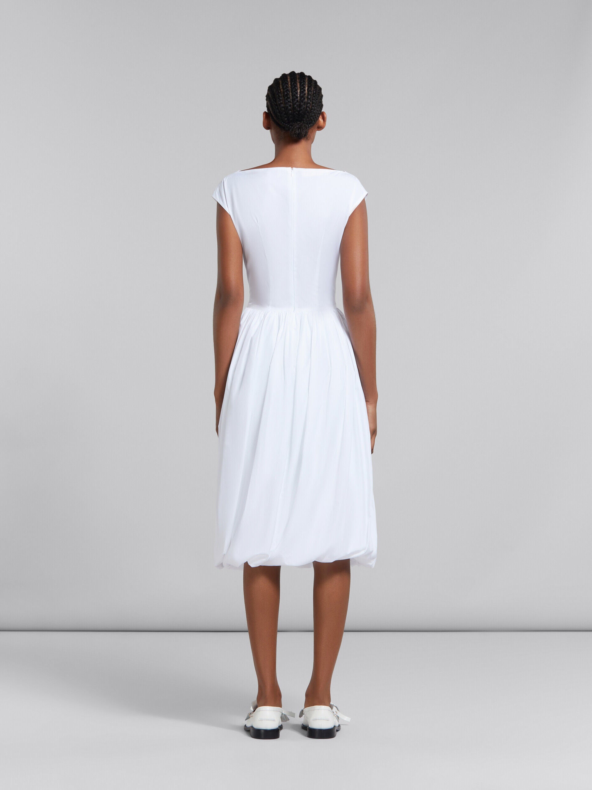 MARNI WOMEN'S WHITE CAP SLEEVE GATHERED DRESS