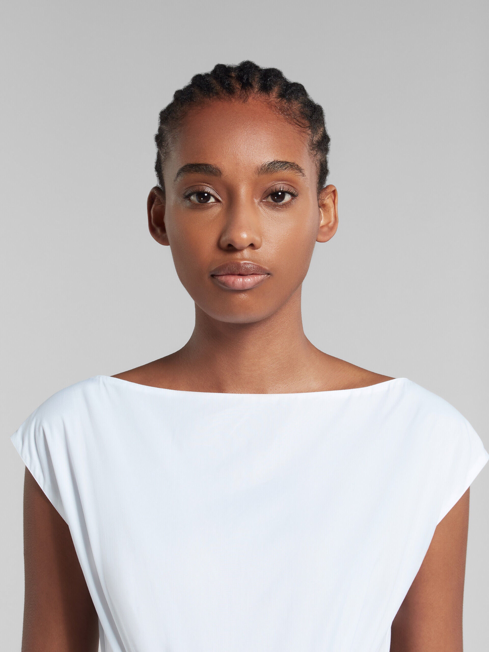 MARNI WOMEN'S WHITE CAP SLEEVE GATHERED DRESS