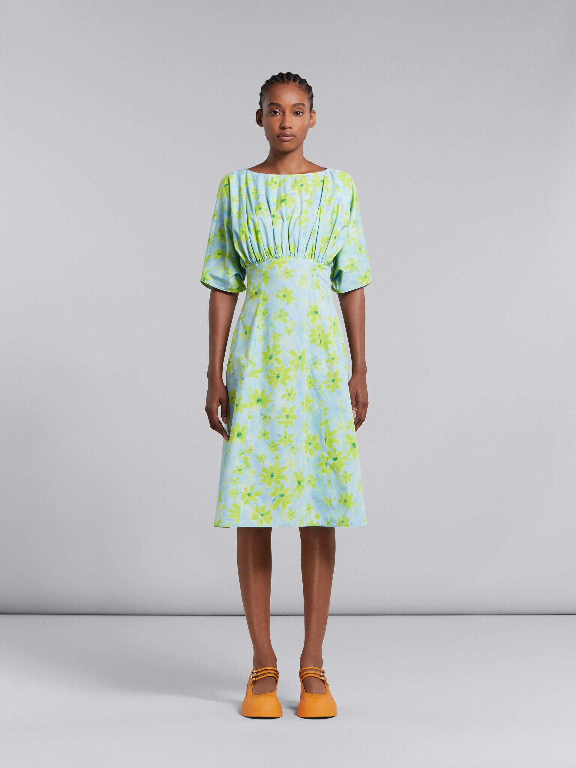 MARNI WOMEN'S AQUAMARINE FLORAL PRINT DRESS