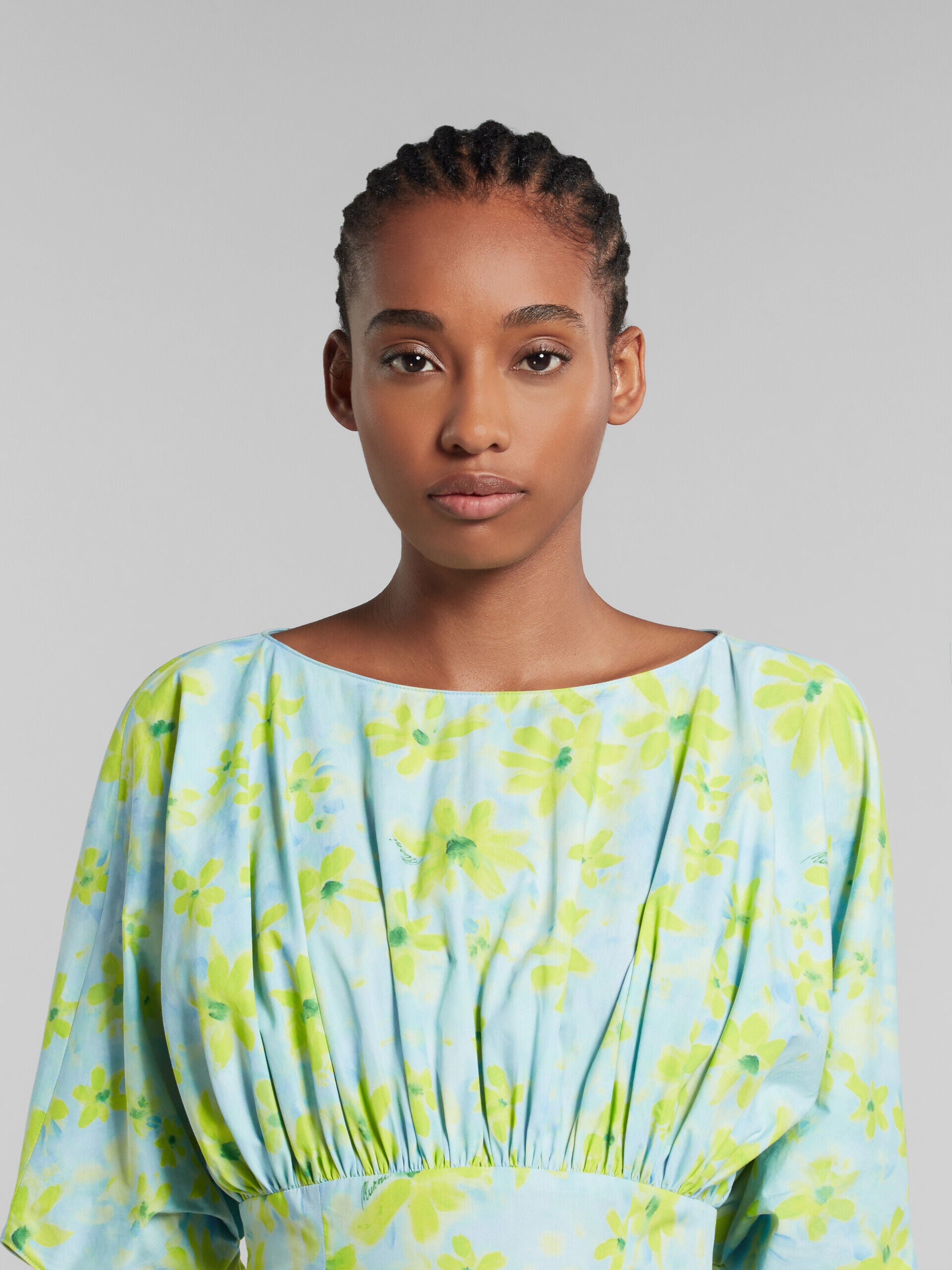 MARNI WOMEN'S AQUAMARINE FLORAL PRINT DRESS