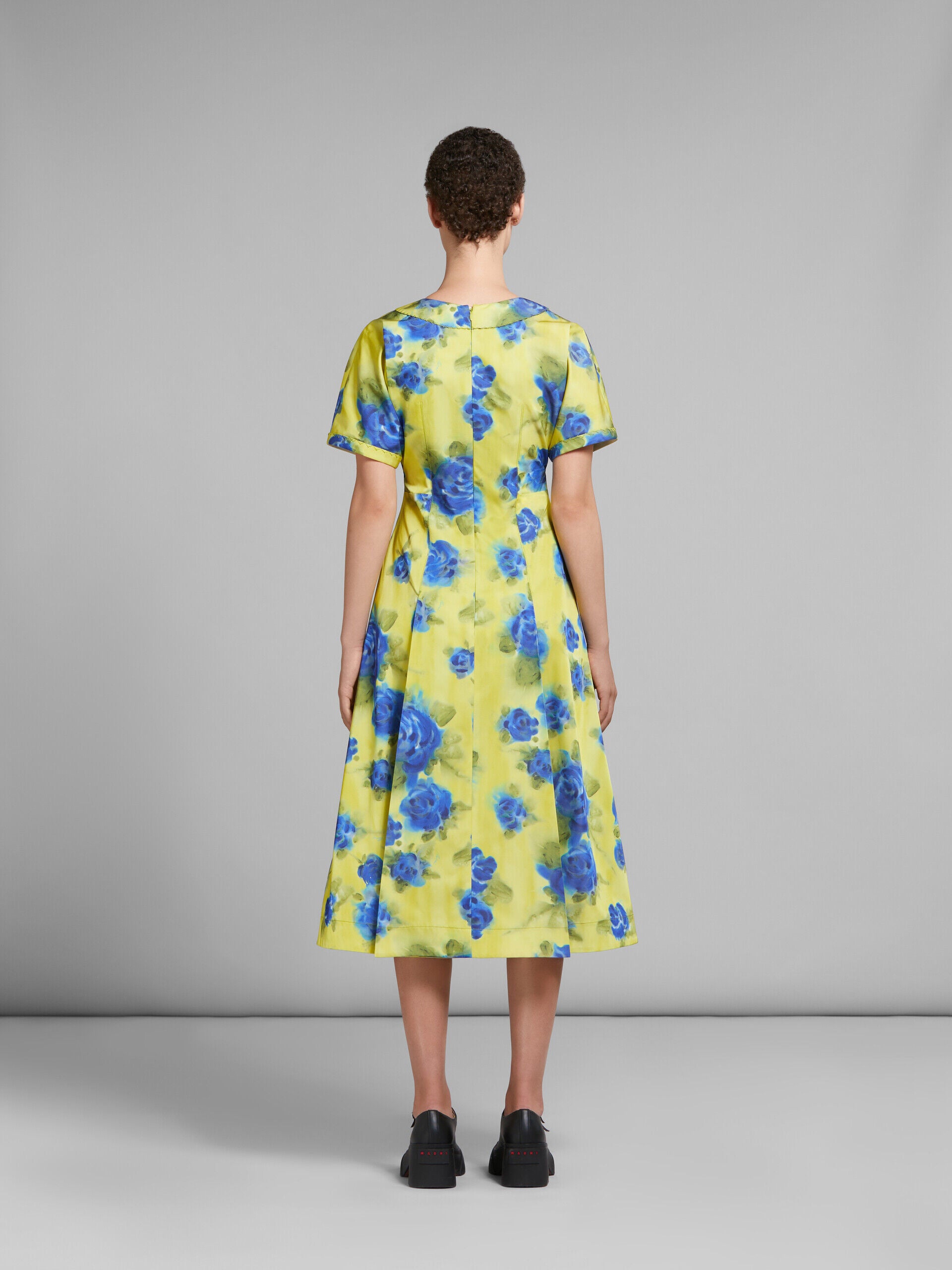 MARNI WOMEN'S YELLOW FLORAL A-LINE DRESS