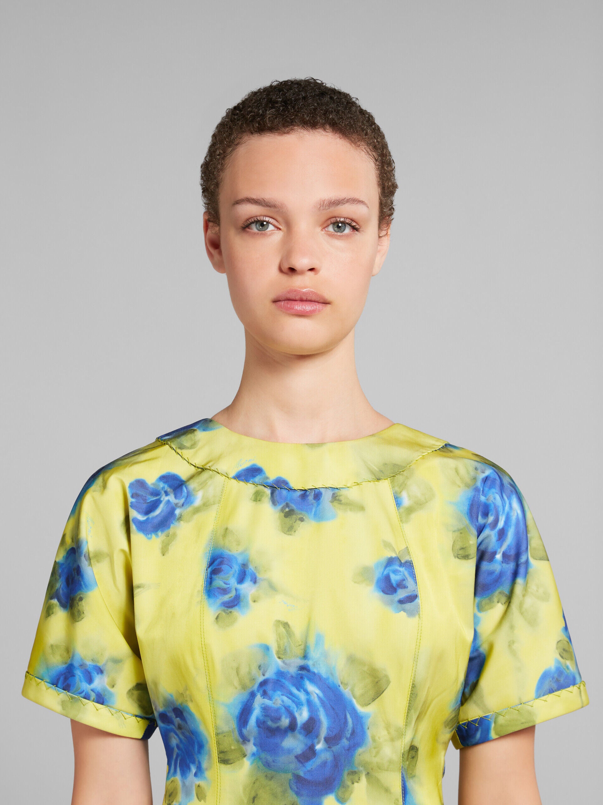 MARNI WOMEN'S YELLOW FLORAL A-LINE DRESS