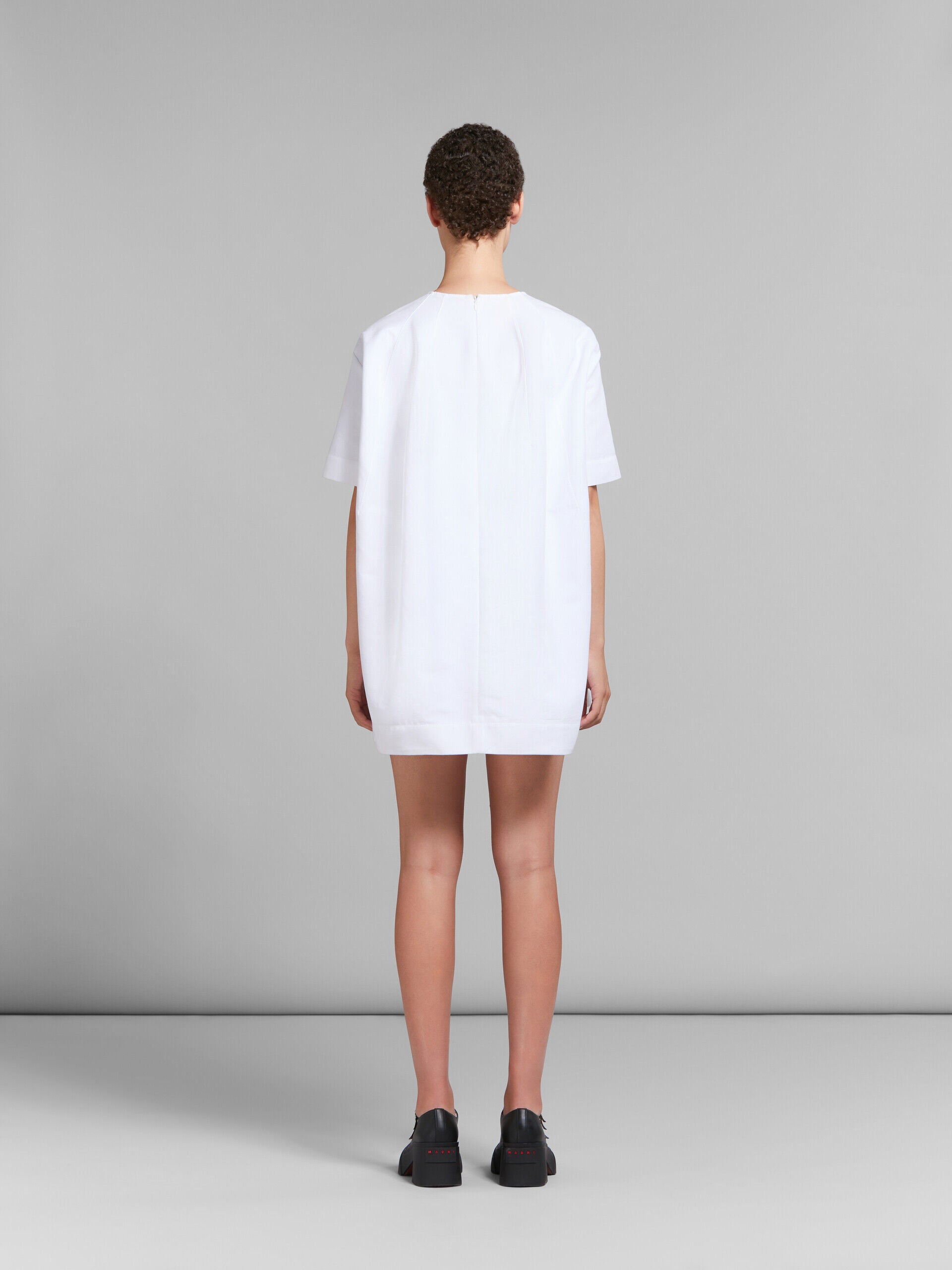 MARNI WOMEN'S WHITE A-LINE SHORT SLEEVE DRESS