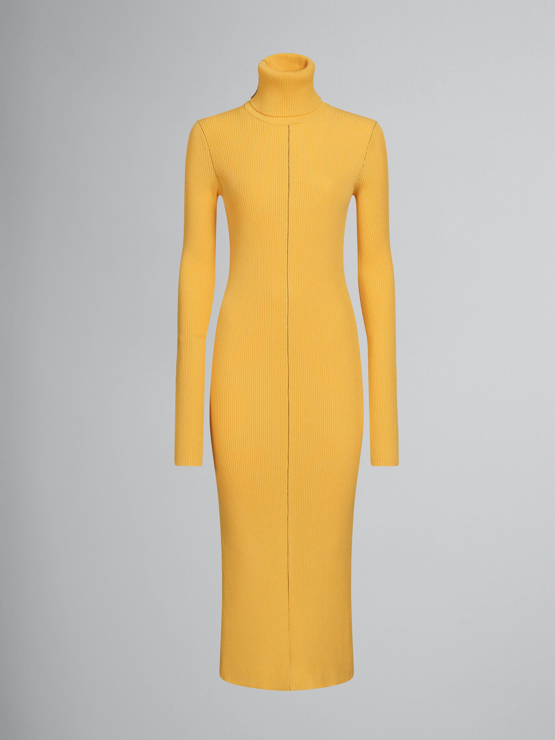 MARNI WOMEN'S MAIZE RIBBED TURTLENECK MIDI DRESS