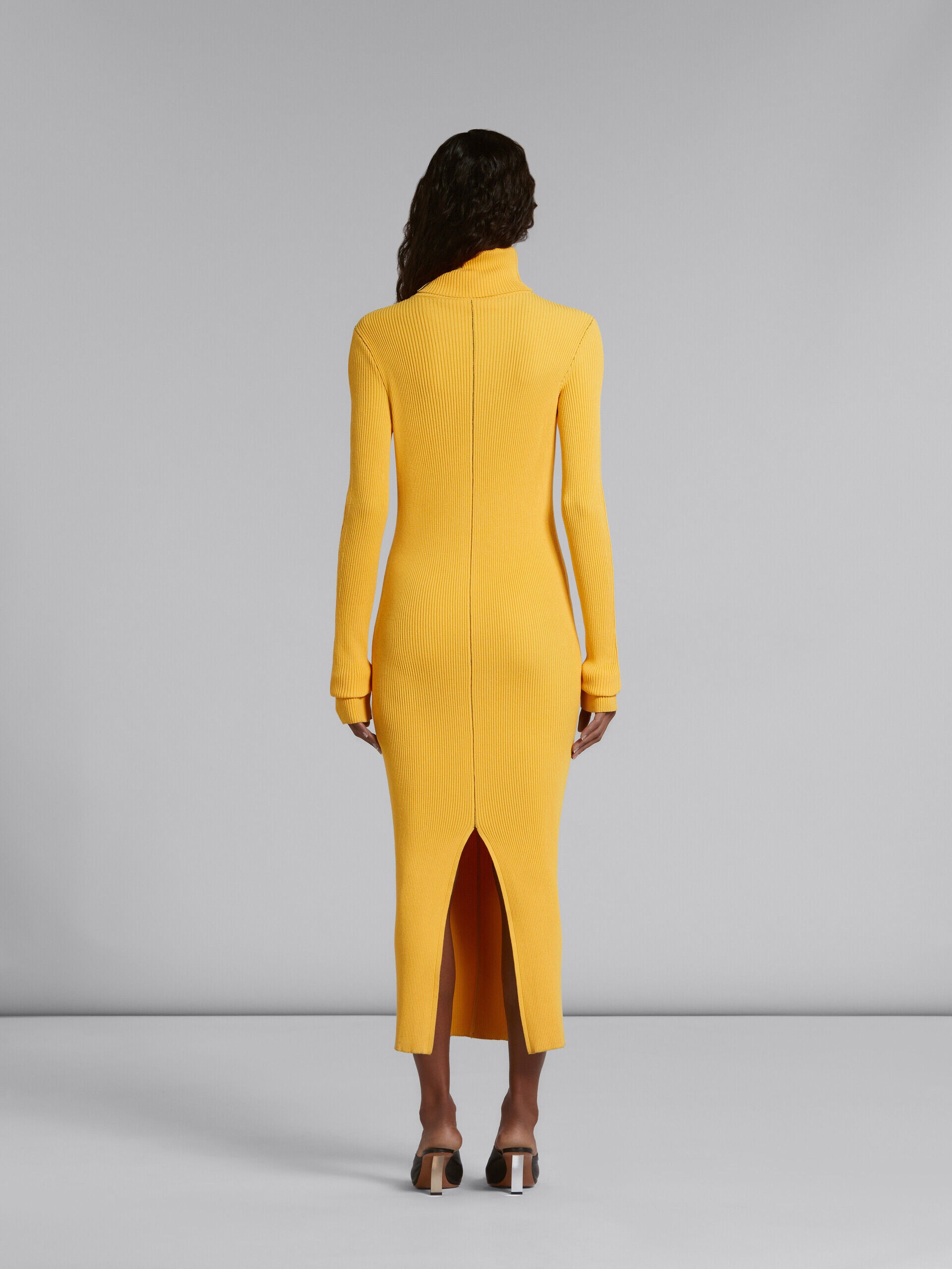 MARNI WOMEN'S MAIZE RIBBED TURTLENECK MIDI DRESS