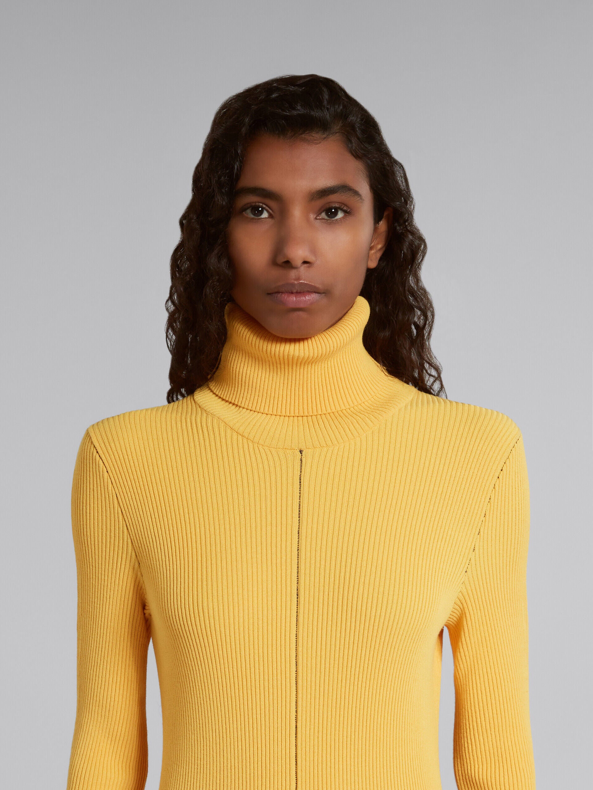 MARNI WOMEN'S MAIZE RIBBED TURTLENECK MIDI DRESS