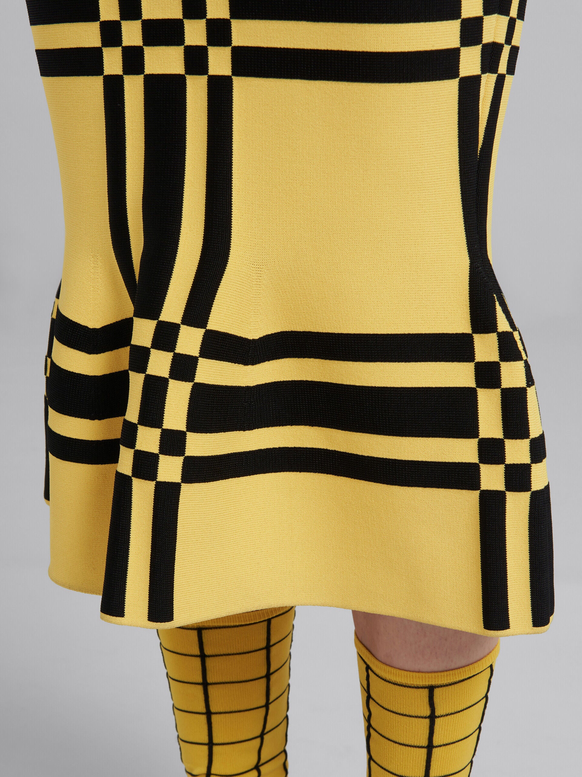 MARNI WOMEN'S YELLOW CHECKERED STRAPLESS DRESS