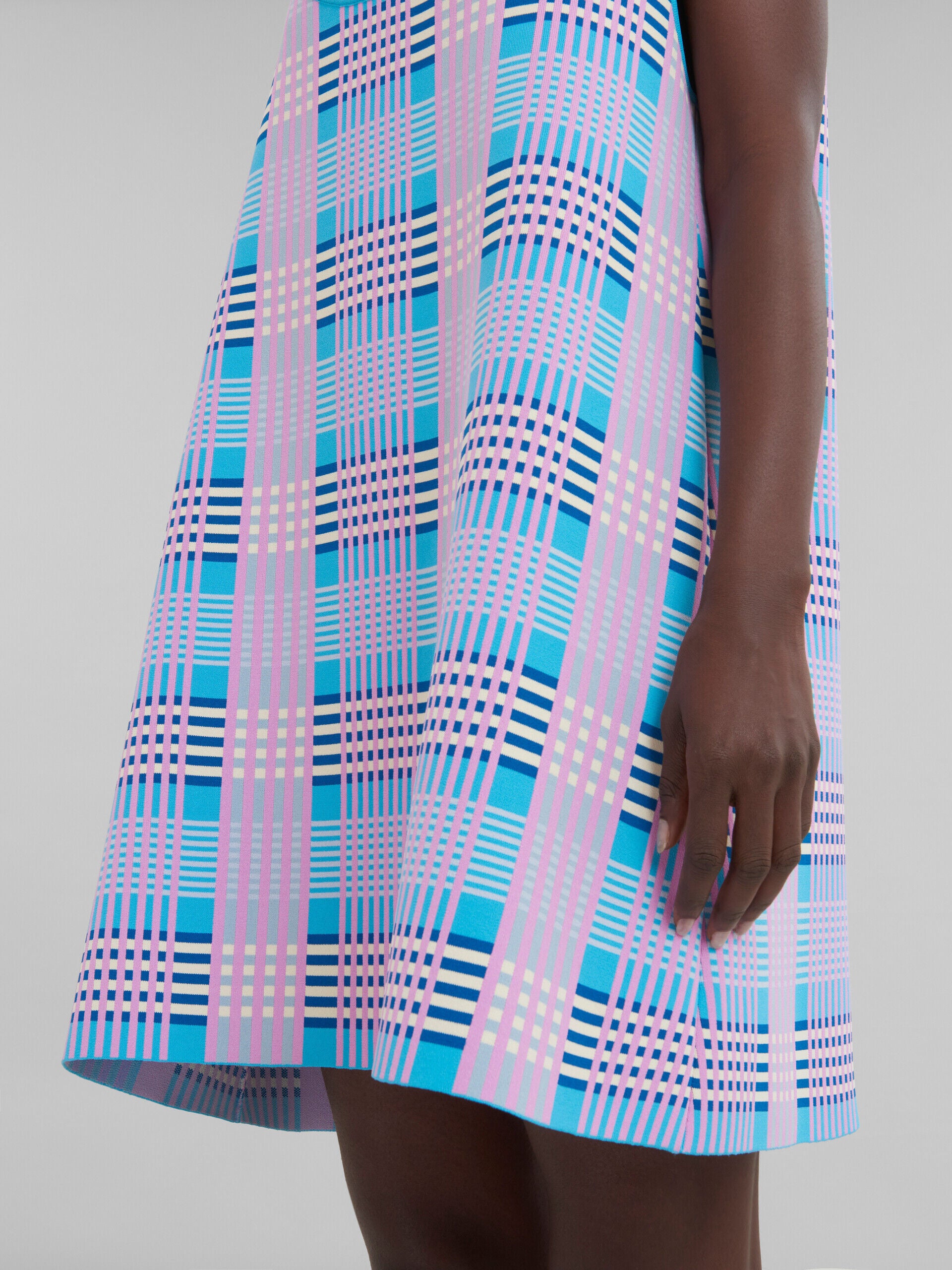 MARNI WOMEN'S PINK BLUE PLAID SLEEVELESS DRESS