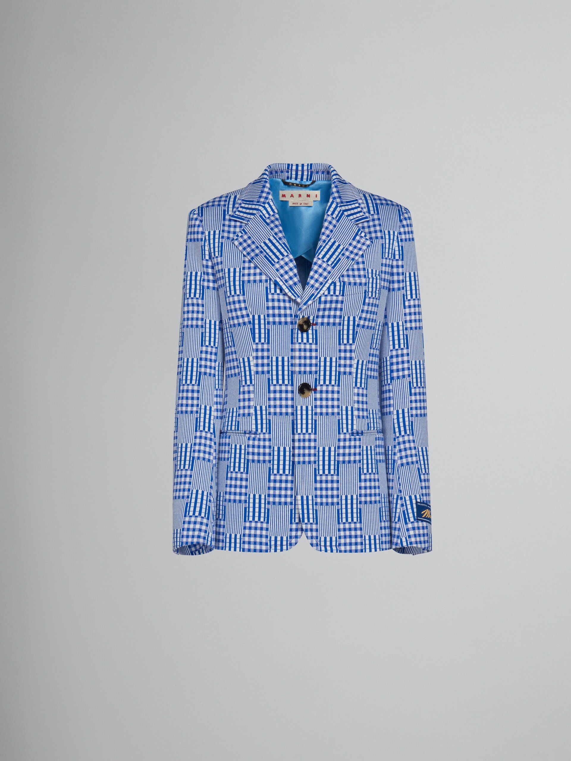 MARNI WOMEN'S BLUE PATTERNED TAILORED JACKET